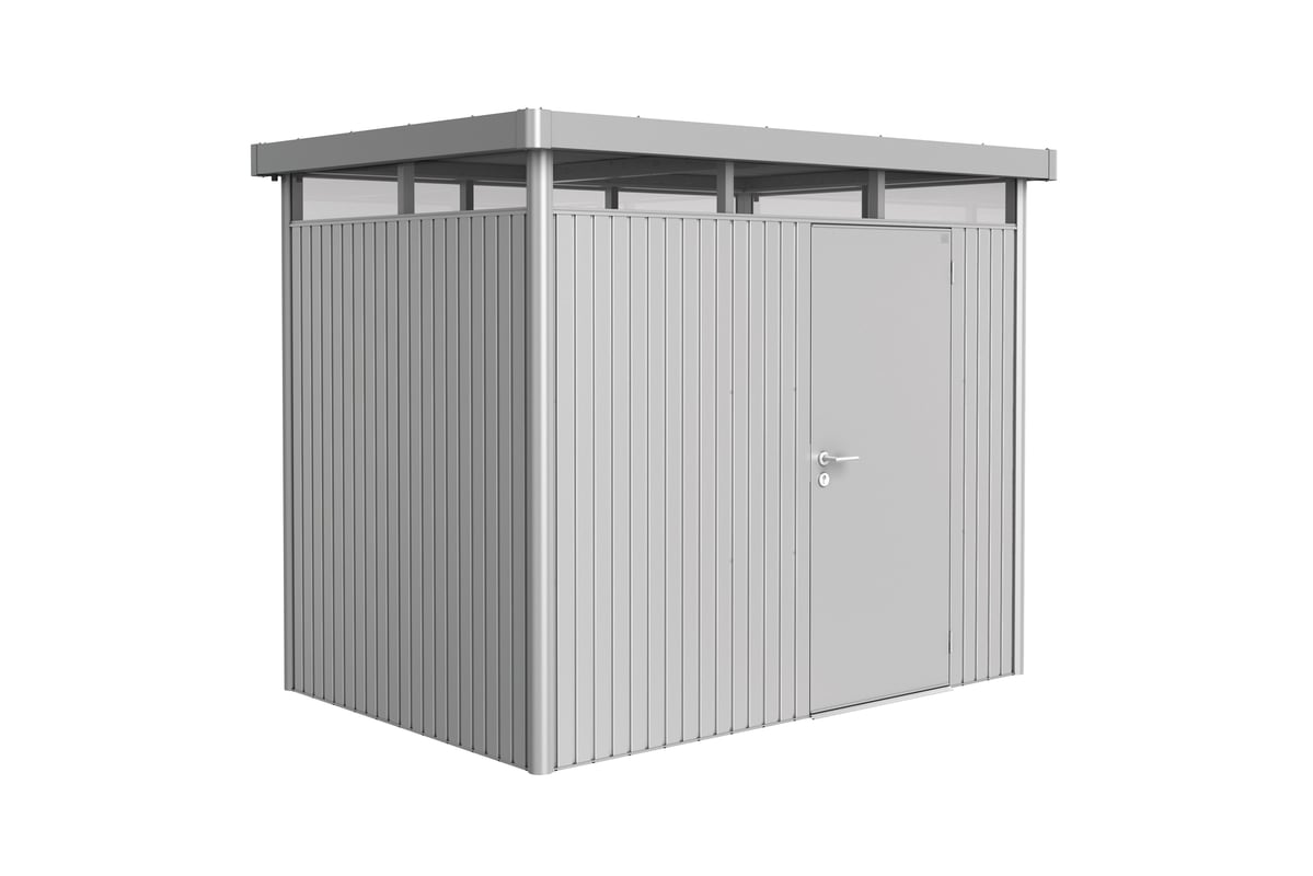 Domek narzędziowy metalowy Highline H2 pojedyncze drzwi 275x195x222 cm srebrny Biohort