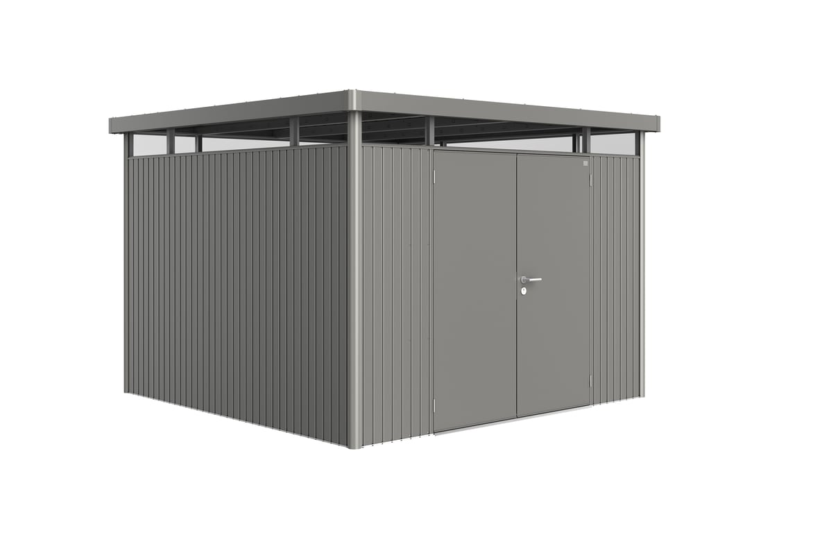 Domek narzędziowy metalowy Highline H6 podwójne drzwi 222x315x222 cm szary Biohort