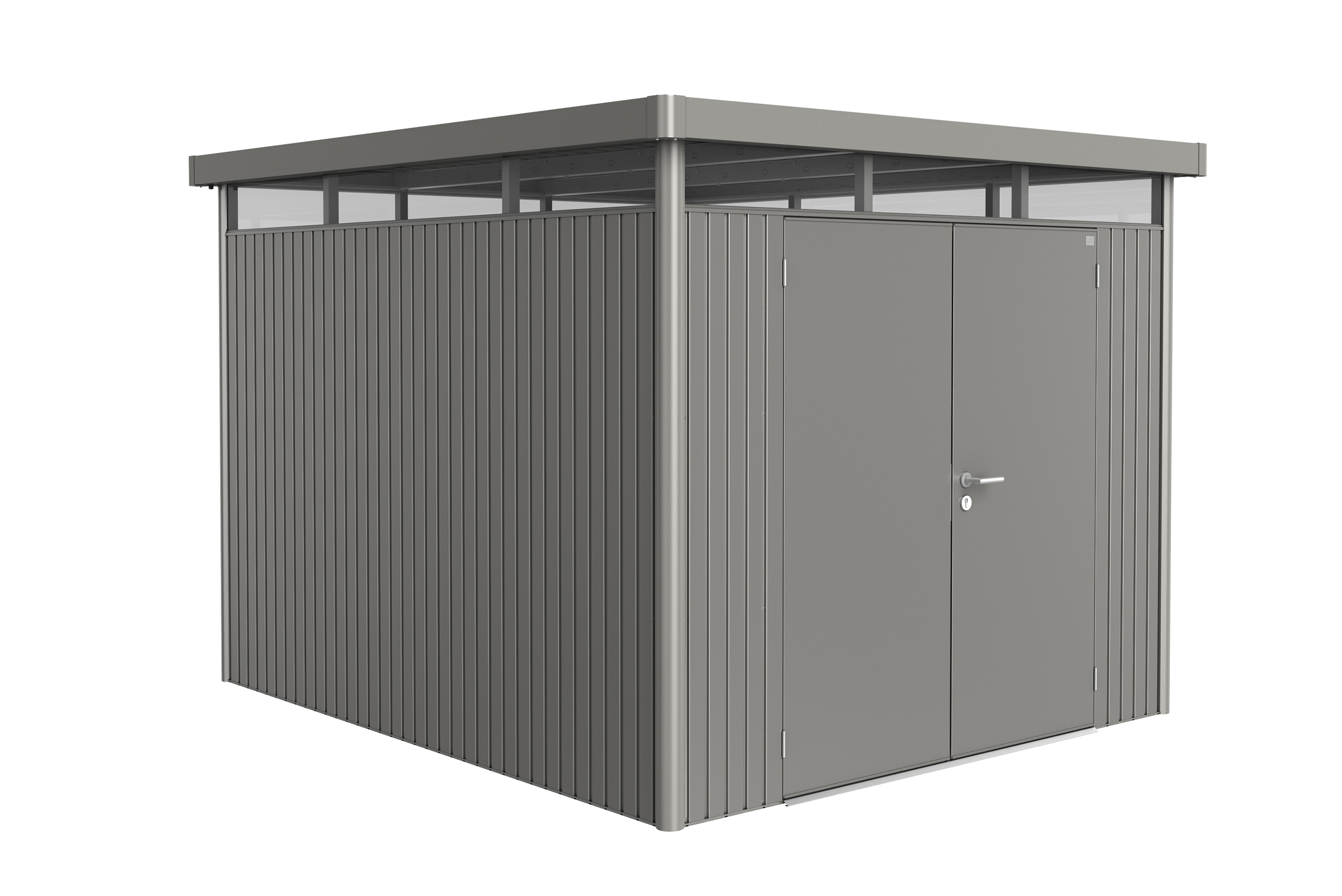 Domek narzędziowy metalowy Highline H5 podwójne drzwi 275x315x222 cm szary Biohort