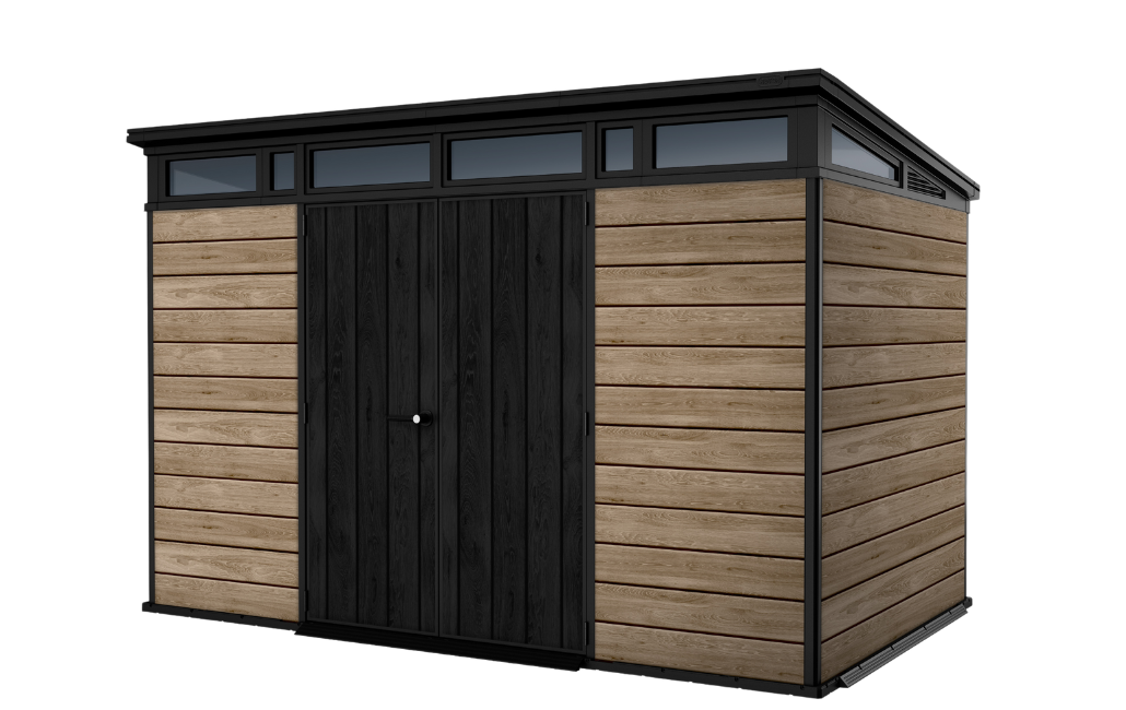 caseta de resina keter ashwood 11x7 74 m con soporte multiusos