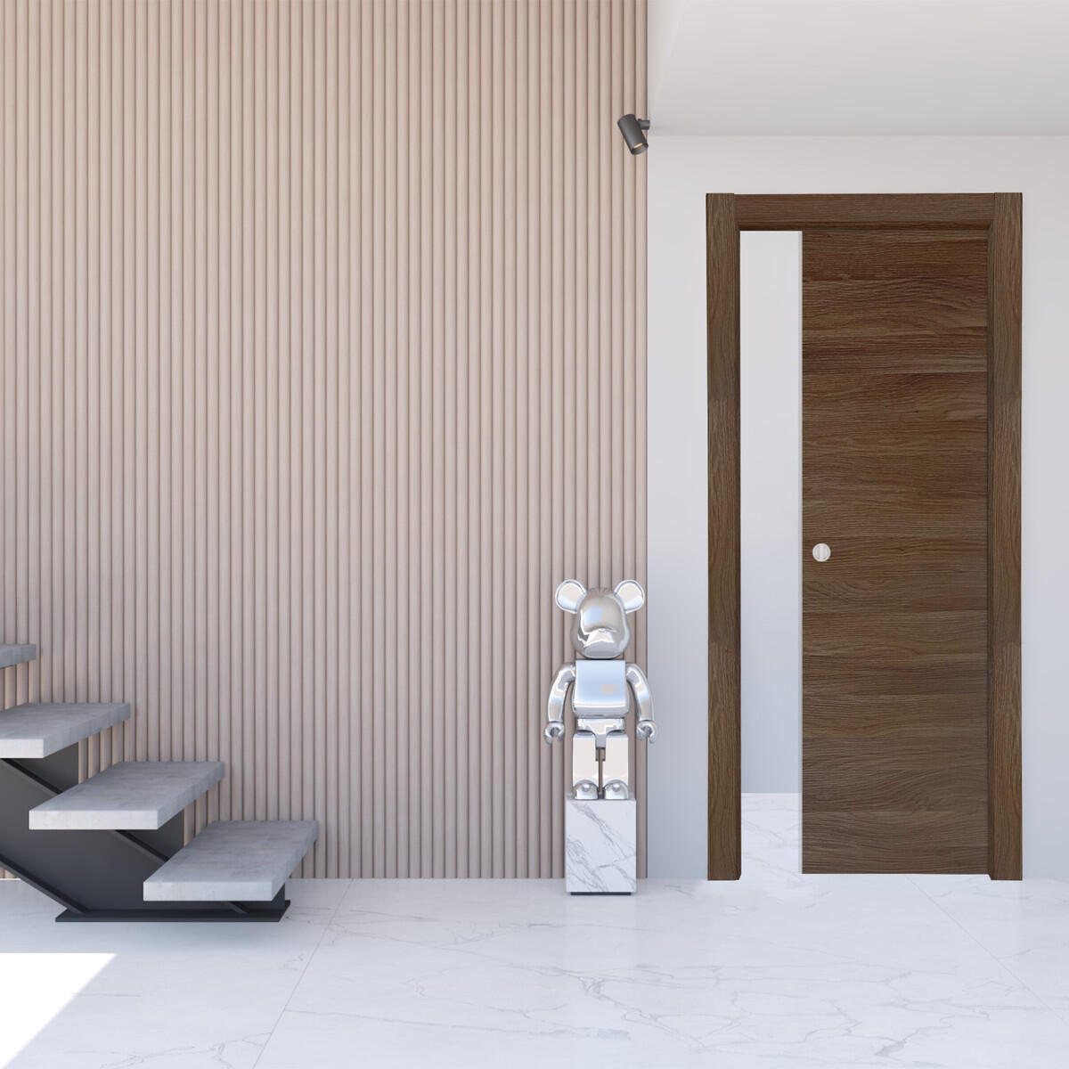 Porta scorrevole in legno, L 60 x H 210 cm, marrone, apertura reversibile MONET - 2