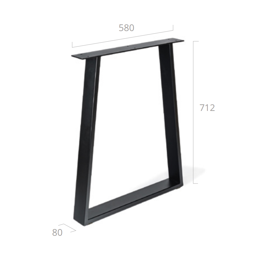 Pé de móvel DECO METAL TRAPÉZIO 71X58 PRETO MATE - 5