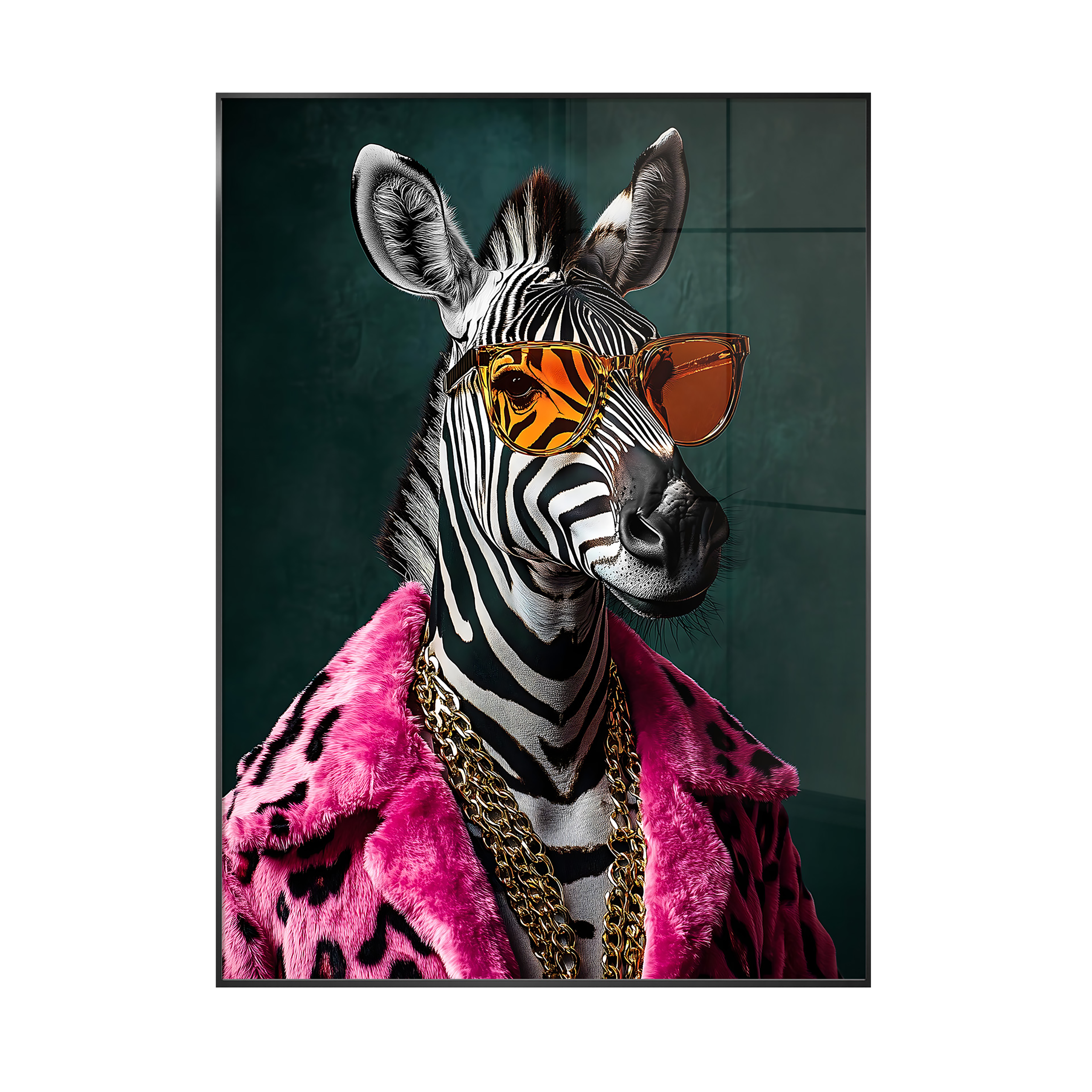 Obraz na szkle w ramie Zebra 80 x 120 cm