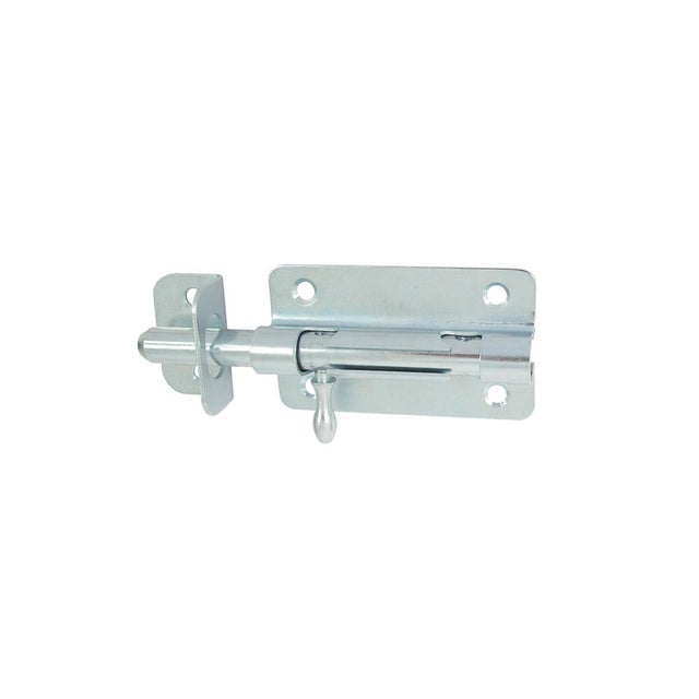 Verrou de box porte-cadenas à levier Diam.10mm + gâche, acier zingué gris AFBAT