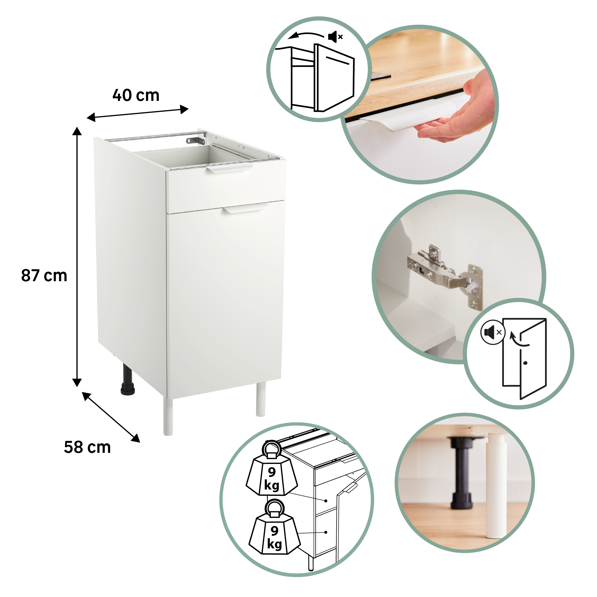 Base Eleki B40 con cassetto bianco - 6