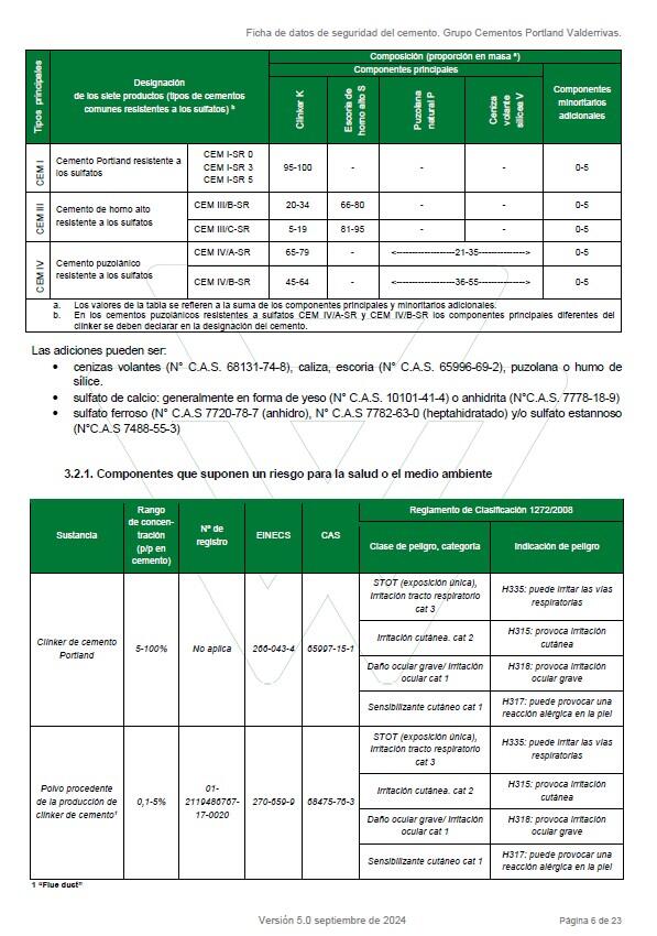 CEMENTO BLANCO VALDERRIVAS 42,5N 25 KG - 6