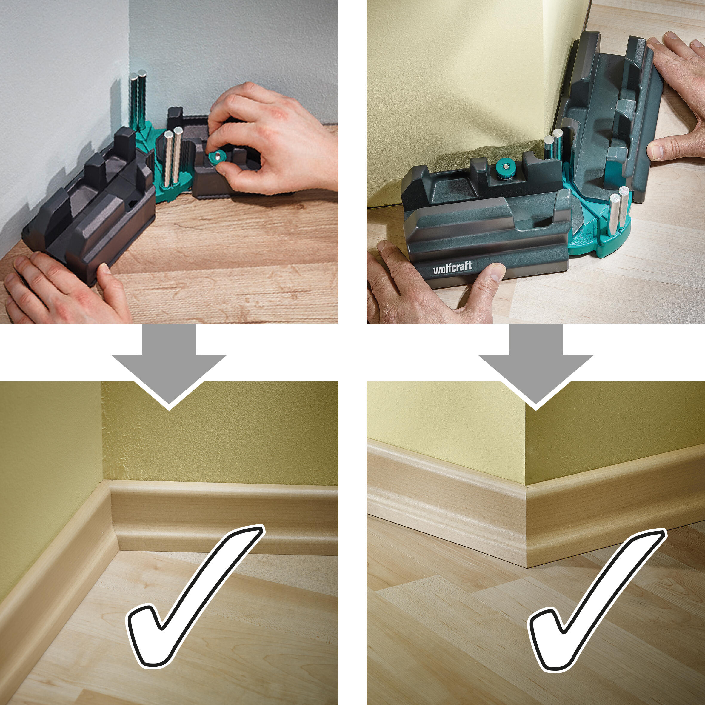 Fausse équerre et boite à onglets pour plinthes WOLFCRAFT, hauteur max 10 cm - 5