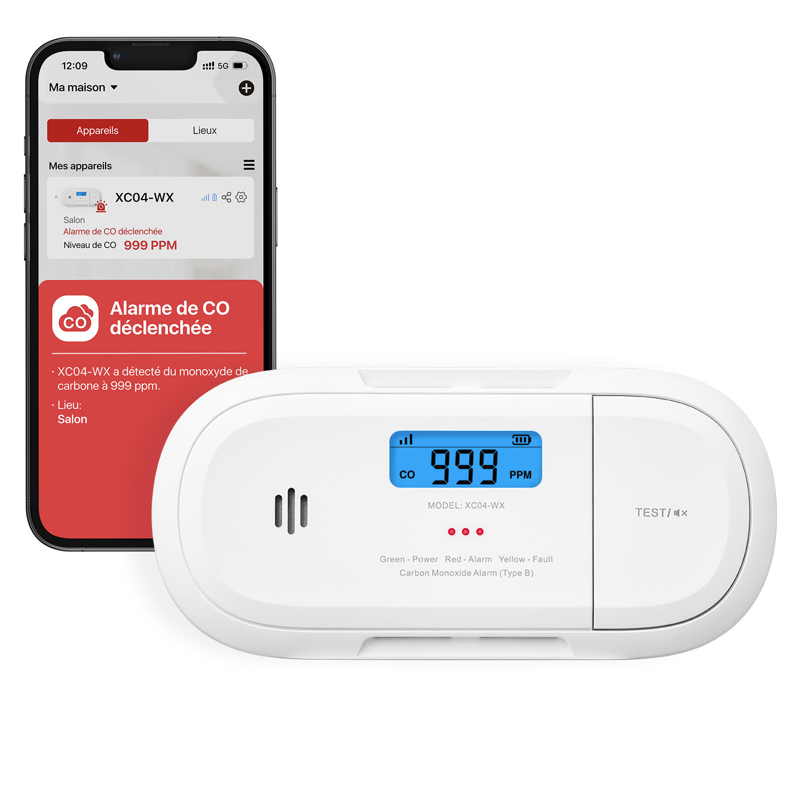 Detector de monóxido CO2 wifi con pantalla XSENSE - 4