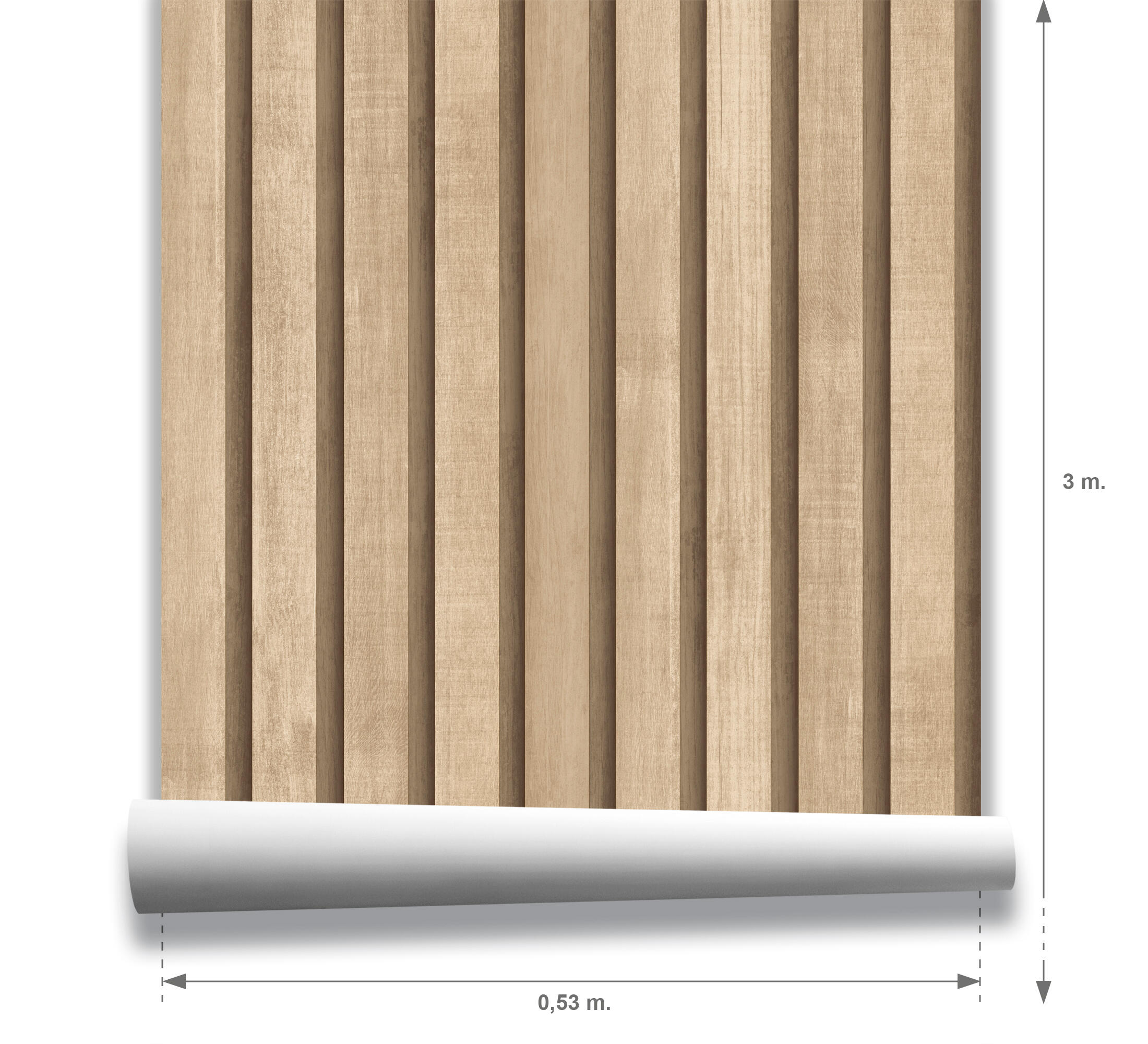Papel pintado No tejido Imitación Material madera 782-1 Slat ICH. De 53cm x 3m. Limpieza con paño húmedo. Método de pegado: autoadhesivo - 5