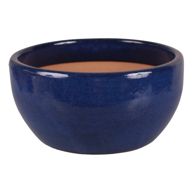 Donica szkliwiona misa Ronda śr.24 cm niebieska Cermax