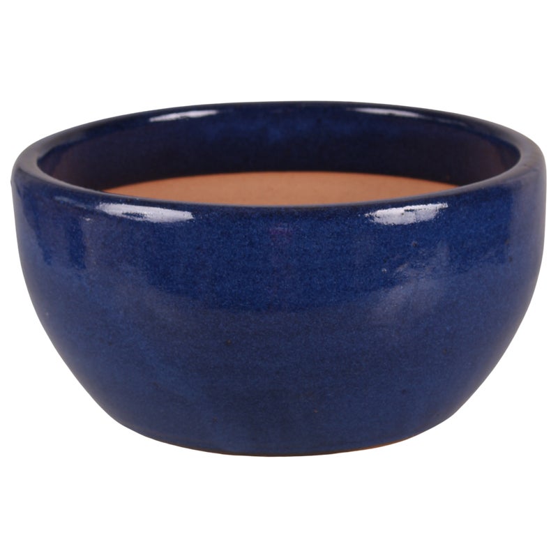 Donica szkliwiona misa Ronda śr.34 cm niebieska Cermax