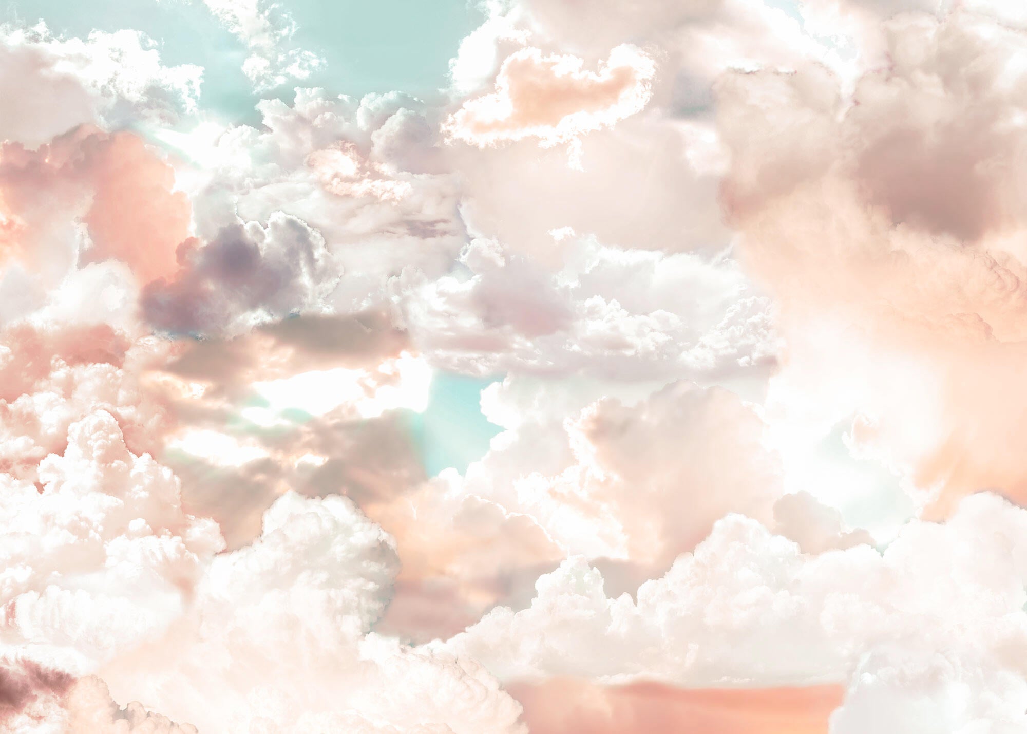 Mural TNT liso lavable abstracto Mellow Clouds rosa 350 x 250 cm KOMAR - 5