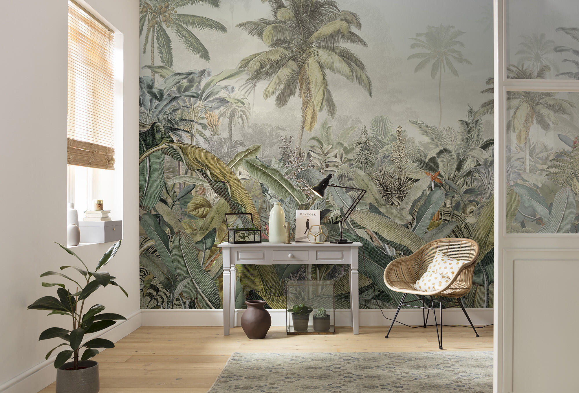 Mural TNT liso lavable naturaleza Amazonia verde/beige 368 x 248 cm KOMAR - 9
