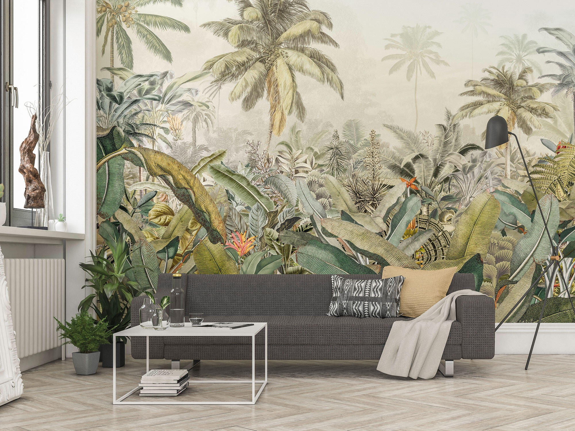Mural TNT liso lavable naturaleza Amazonia verde/beige 368 x 248 cm KOMAR - 7