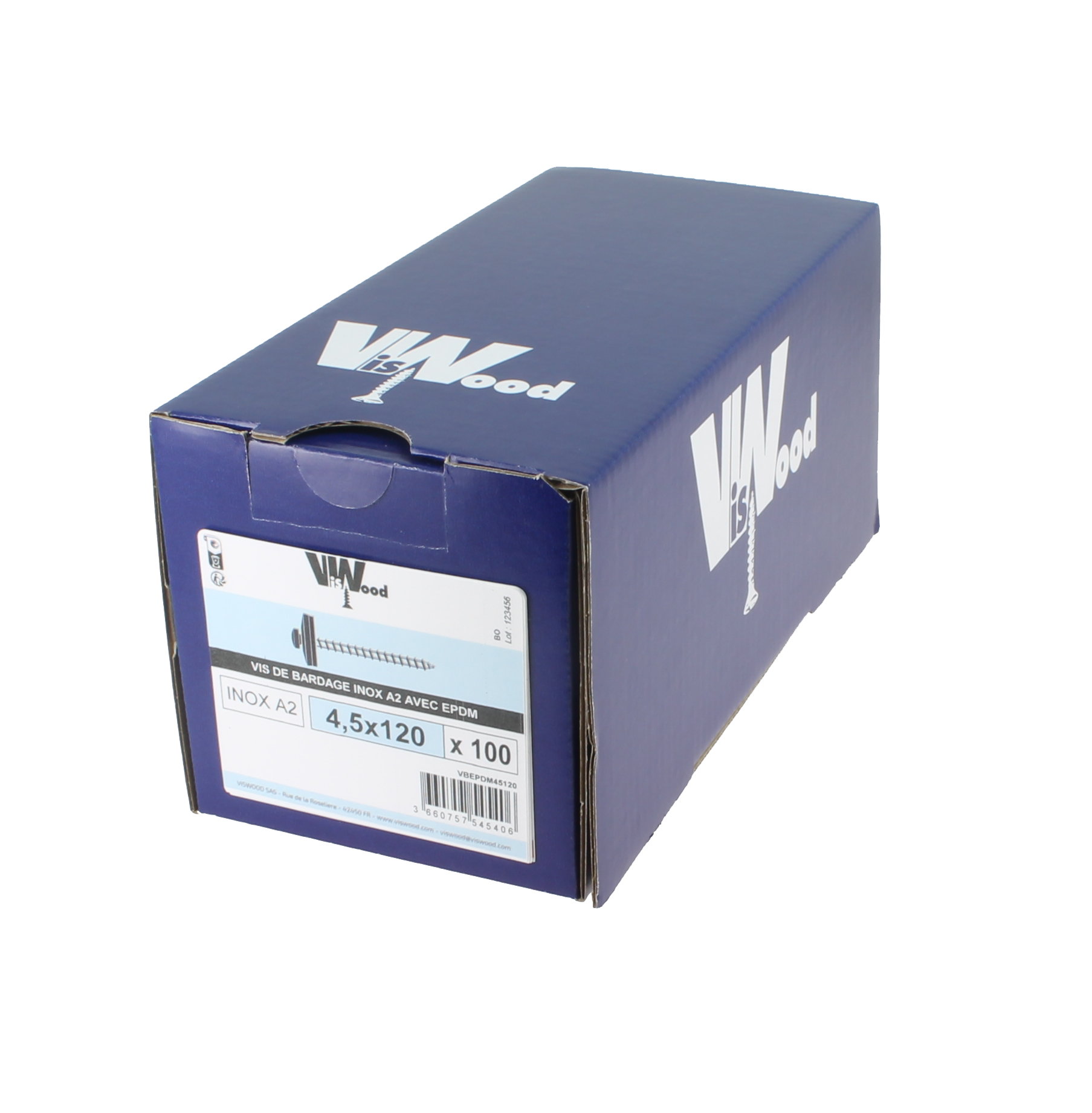 Vis bardage autoperceuse inox A2 joint EPDM Diam. 4,5 x 120 mm Boîte de 100 - VISWOOD - 2