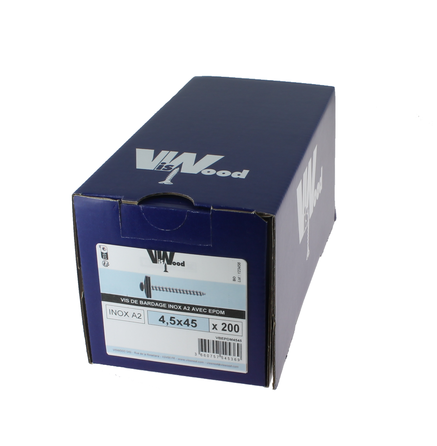 Vis bardage autoperceuse inox A2 joint EPDM Diam. 4,5 x 45 mm Boîte de 200 - VISWOOD - 2