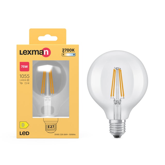 Lâmpada E27 globo clear 1055lm 2700k Lexman
