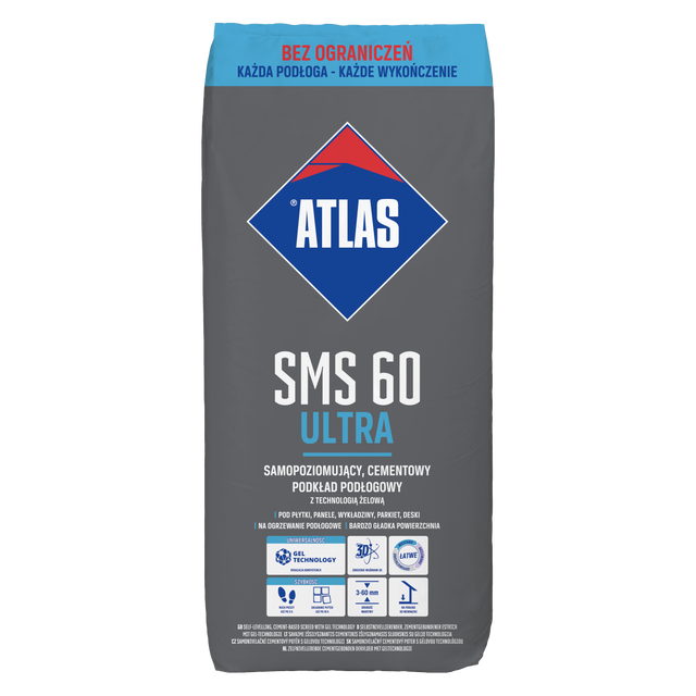 Podkład żelowy cementowy samopoziomujący SMS 60 ULTRA ATLAS 25 kg