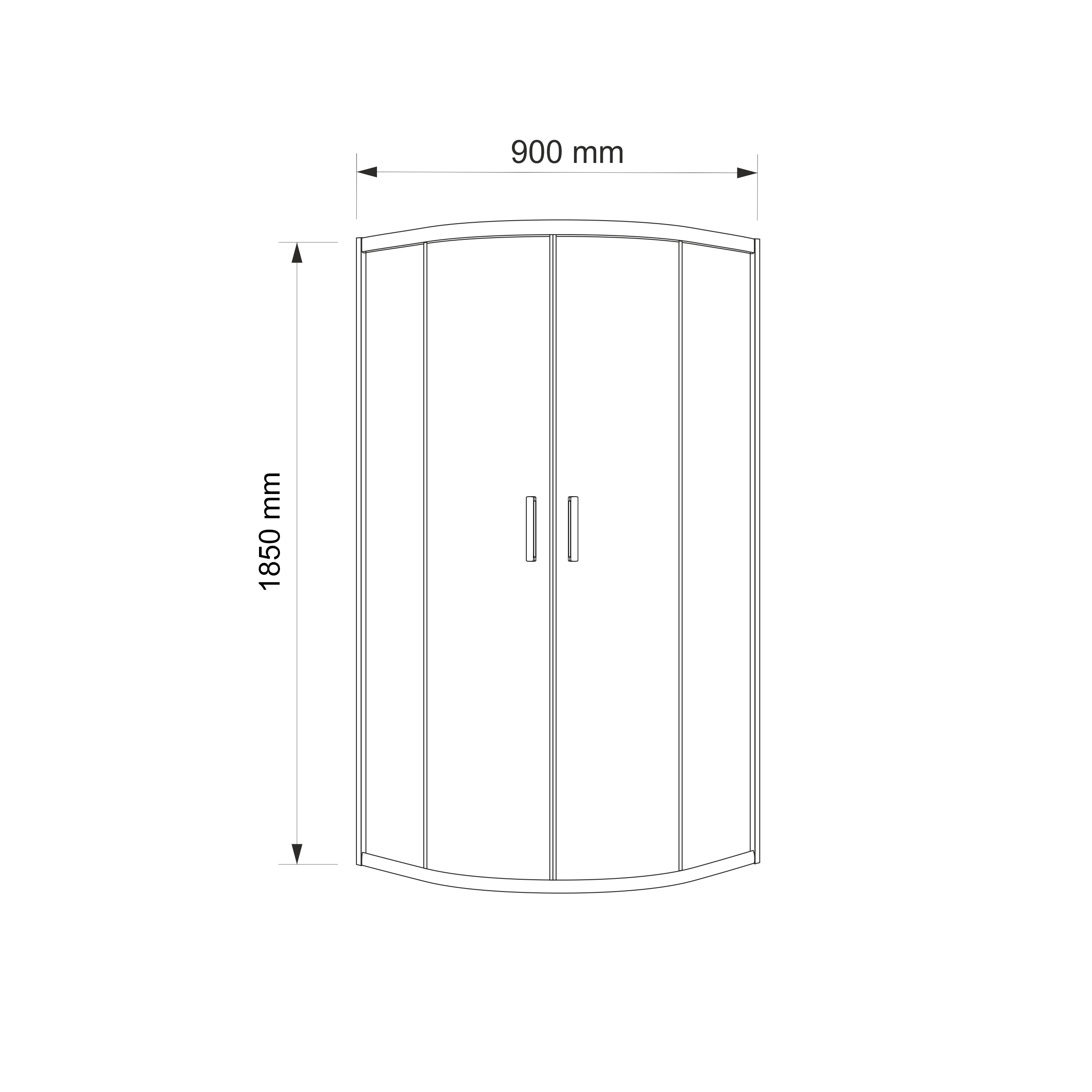 Kabina prysznicowa narożna 1/4 koła 90x90x185 cm chromowana Polmetal - 2