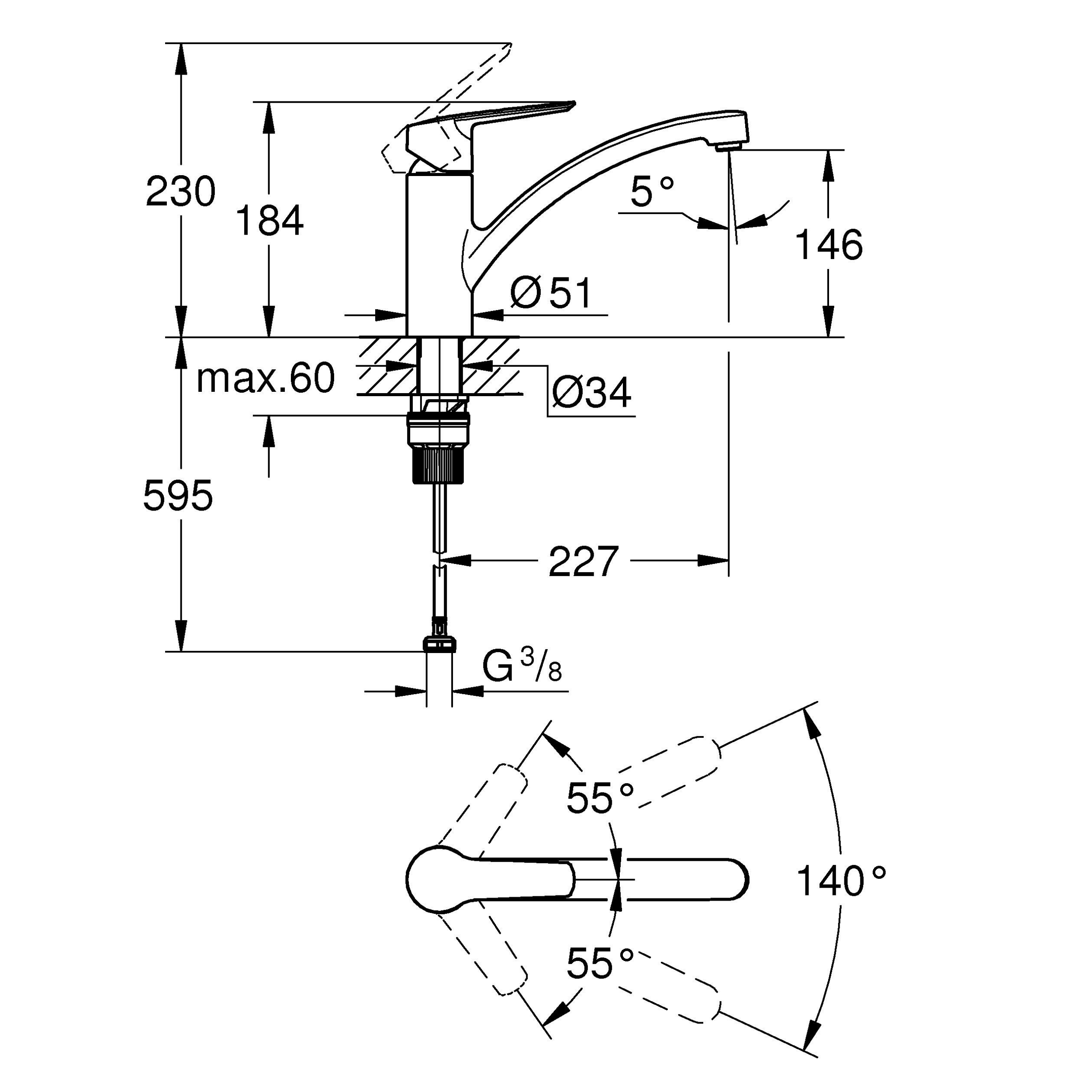 Bateria kuchenna Start czarna wylewka K Grohe - 4