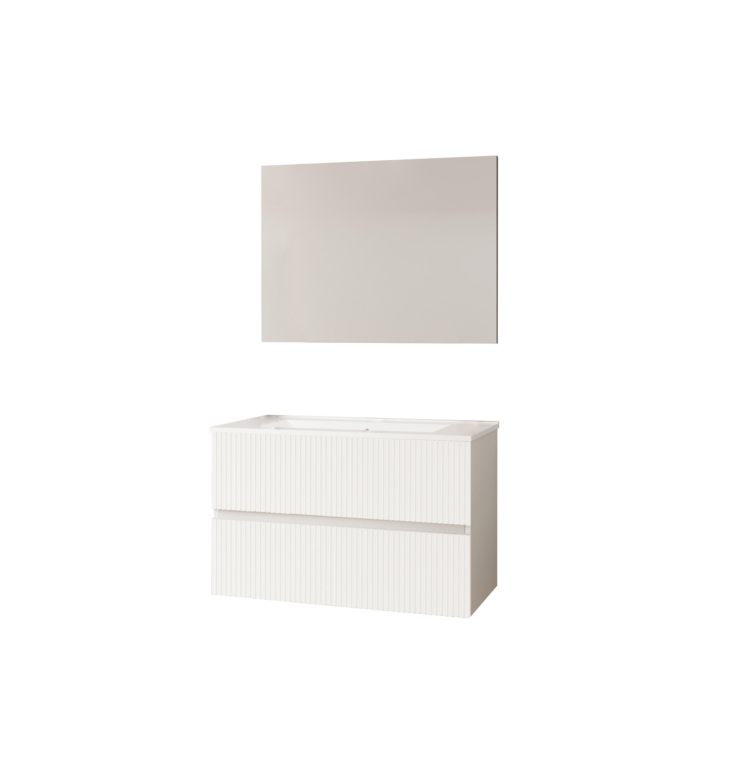 Mobile bagno sospeso con lavabo e specchio Santorini L 80.2 x H 50.6 x P 44 cm bianco lucido cannettato e bianchi cannettato per vasca centrale - 2