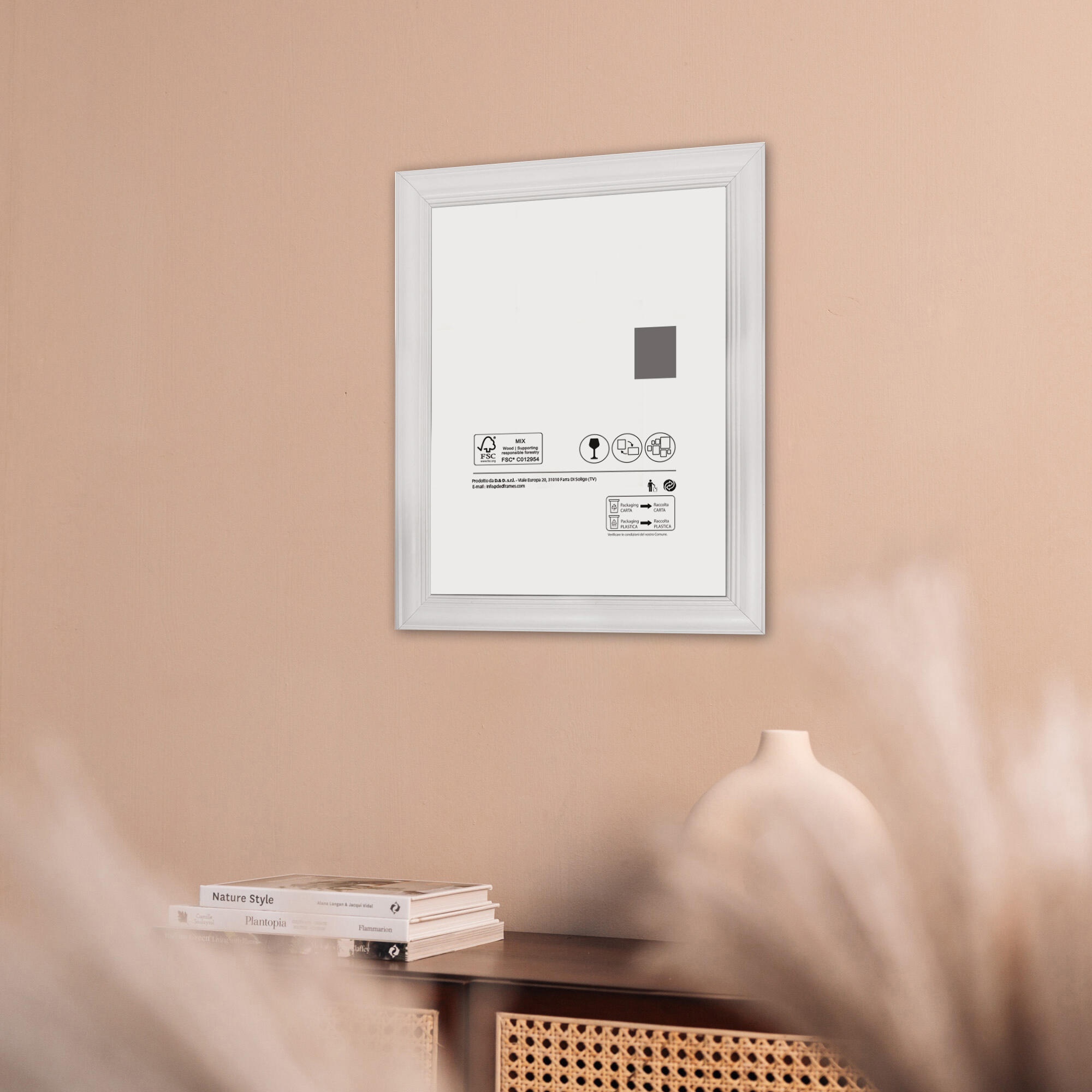 Mascagni - Cornice portafoto in legno - Bianco - Decorazione a cuore girevole - Dimensione foto 13 x 18 cm - Rettangolo