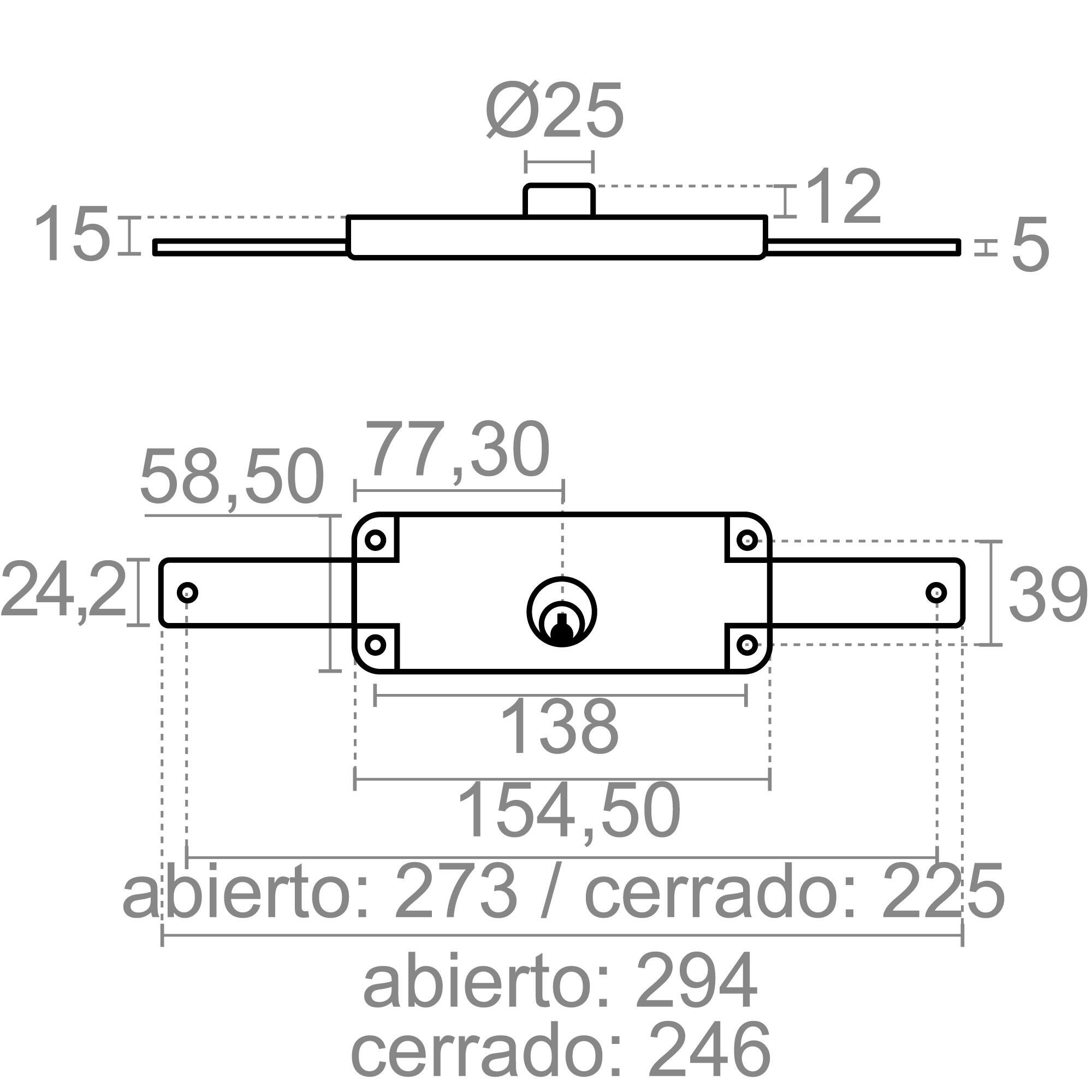 CERRADURA CIERRE PERSIANA CRP01 155mm ZINCADO - 2