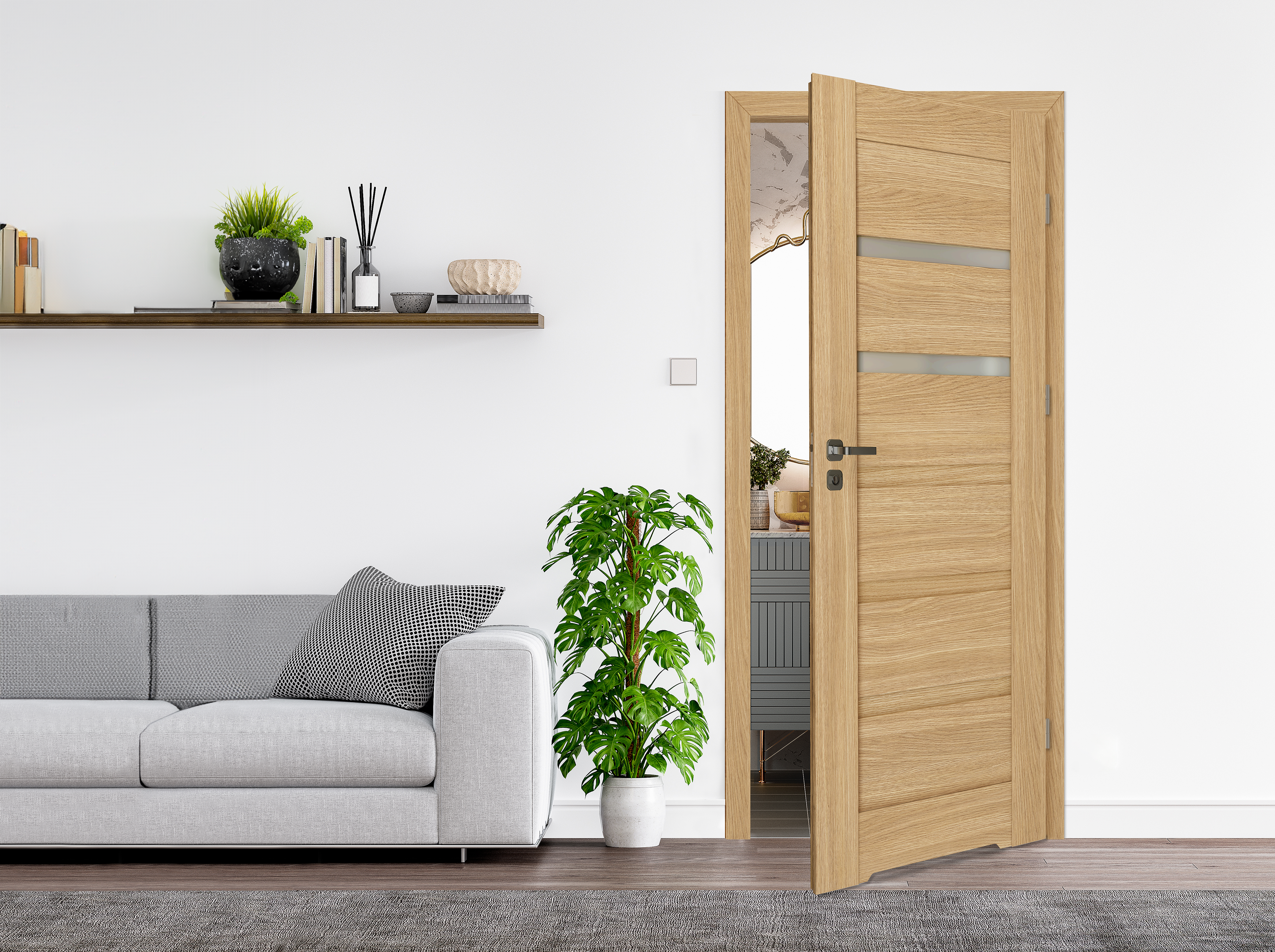 Drzwi wewnętrzne łazienkowe z podcięciem wentylacyjnym Etna Dąb piaskowy 70 Prawe Artens - 2