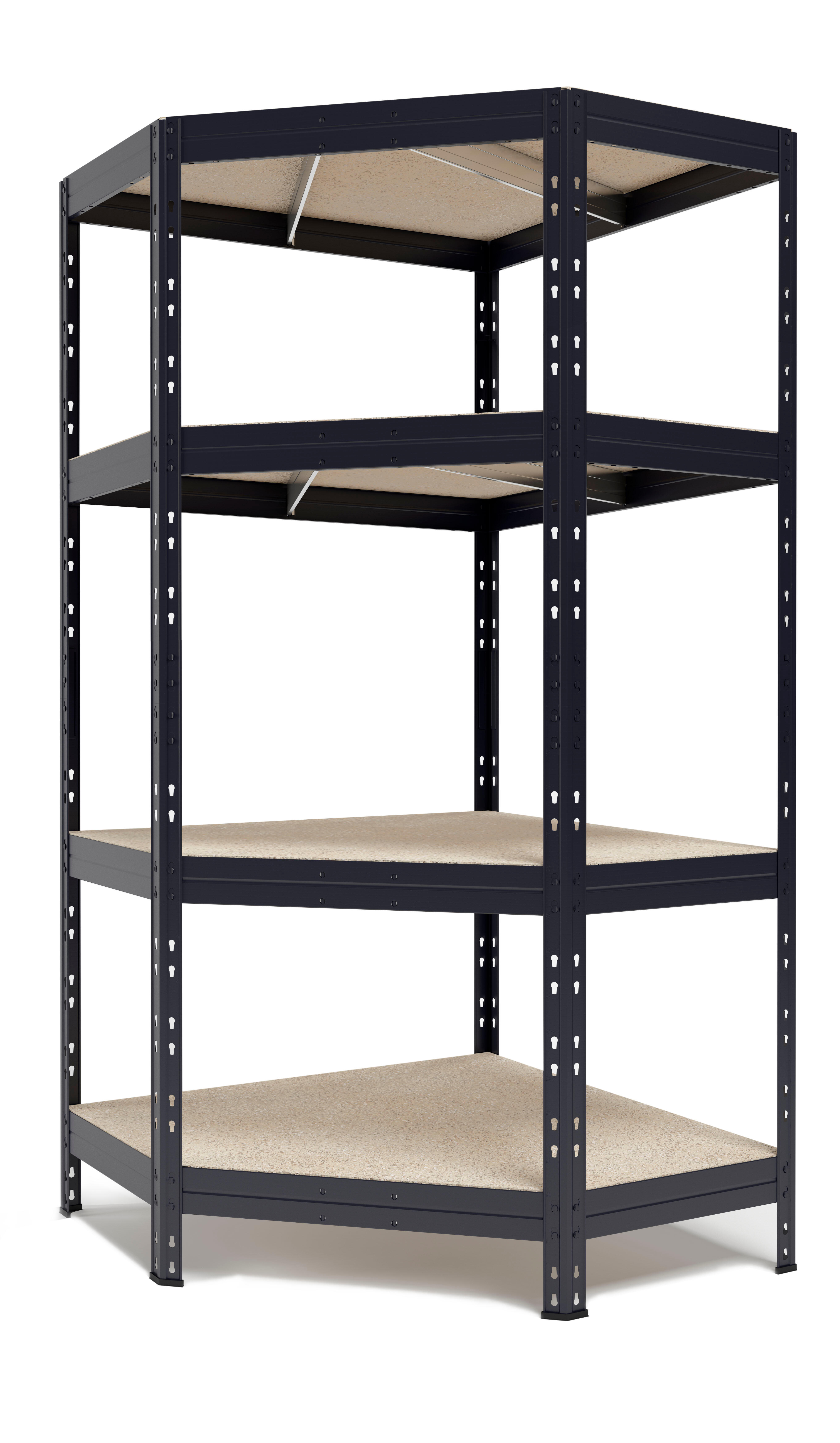 Estantería metálica esquinera 180x90x45 cm CORNER GARAGE, 4 baldas, 250 kg/balda, gris texturizada – Acero de bajas emisiones by AR Shelving - 6