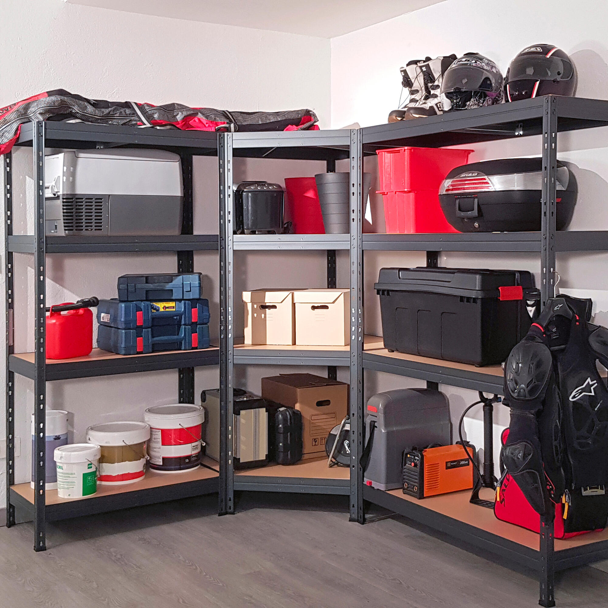 Estantería GARAGE 180x150x45 cm 4 Baldas acero bajo en emisiones. Gris texturizada sin tornillos – 400 kg por balda by AR Shelving - 3