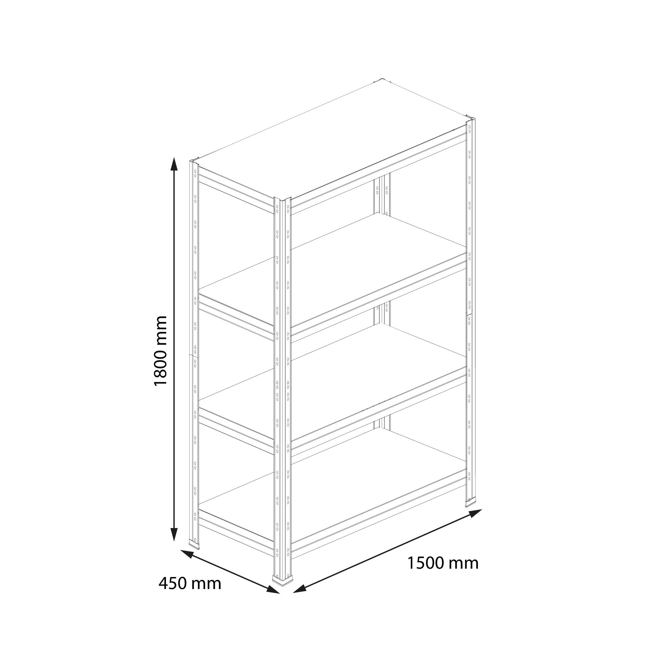 Estantería GARAGE 180x150x45 cm 4 Baldas acero bajo en emisiones. Gris texturizada sin tornillos – 400 kg por balda by AR Shelving - 2