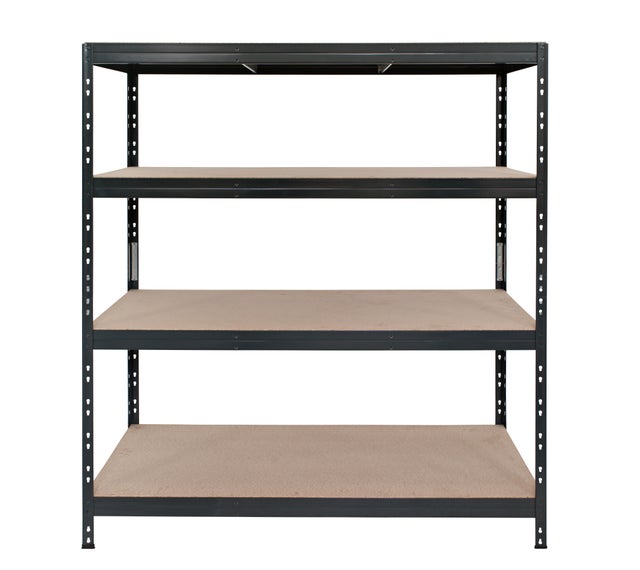 Estantería GARAGE 180x150x45 cm 4 Baldas acero bajo en emisiones. Gris texturizada sin tornillos – 400 kg por balda by AR Shelving
