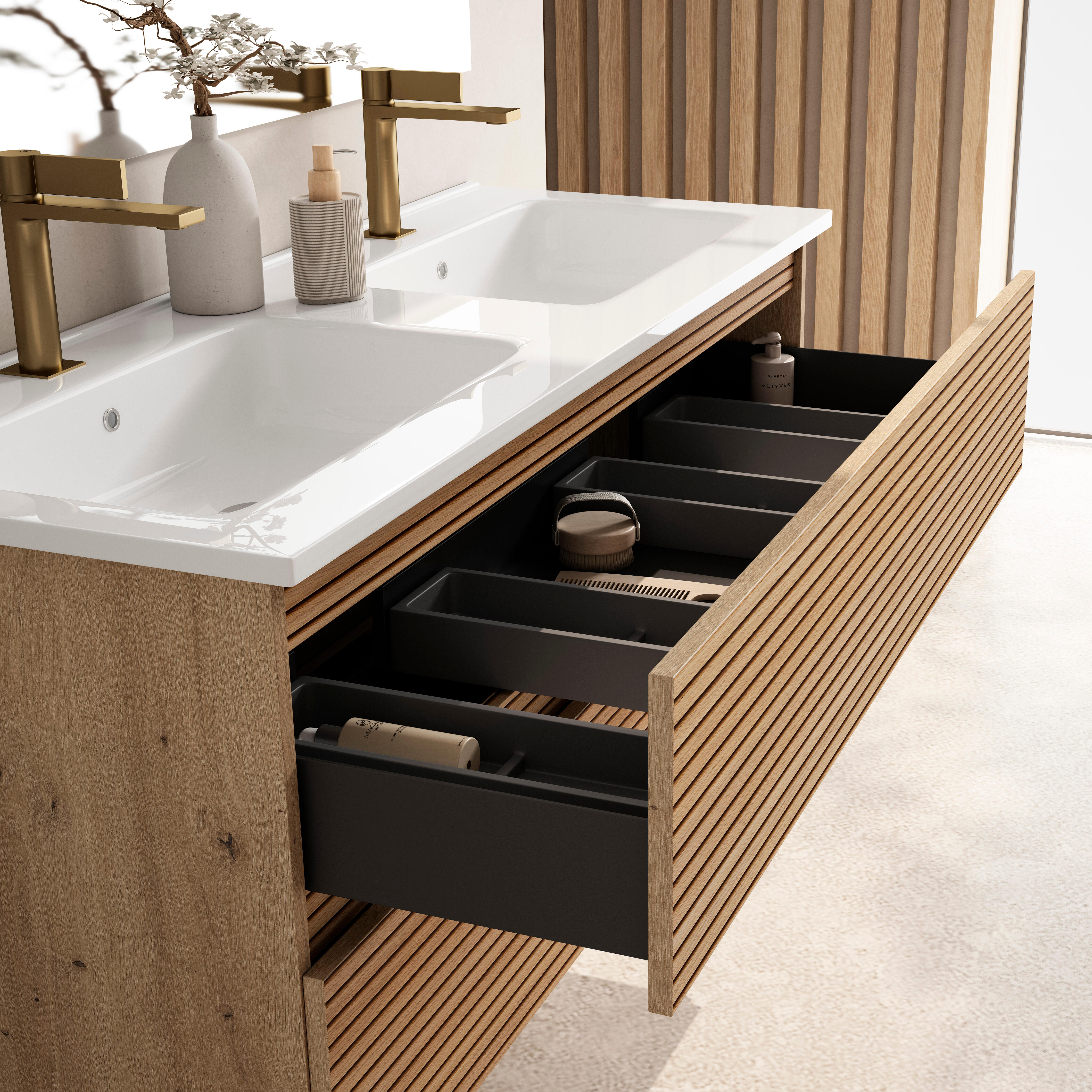 Mueble de baño con lavabo y espejo Aruba roble mate 120x45,5 cm - 3
