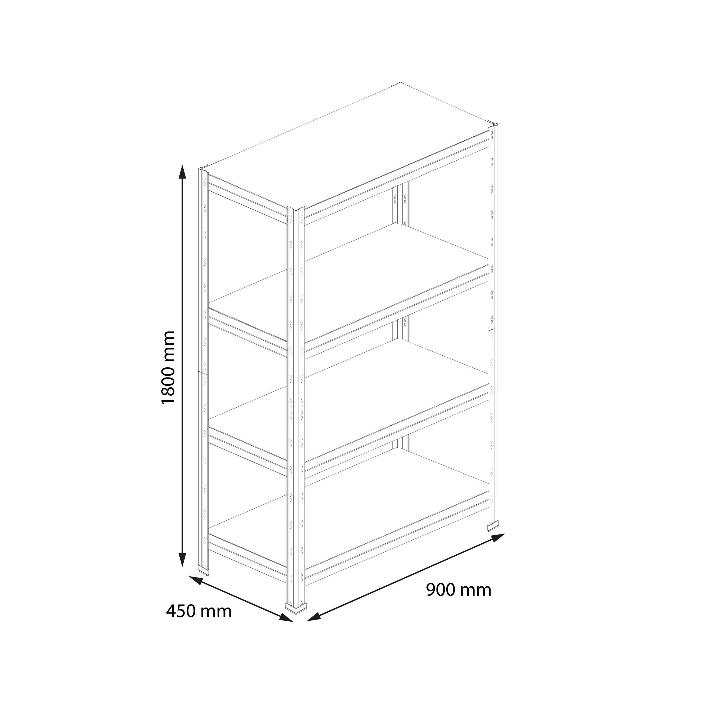 Estantería almacenaje metálica 180x90x45 cm GARAGE, 4 baldas, 360 kg/balda, gris antracita – Acero de bajas emisiones by AR Shelving - 2