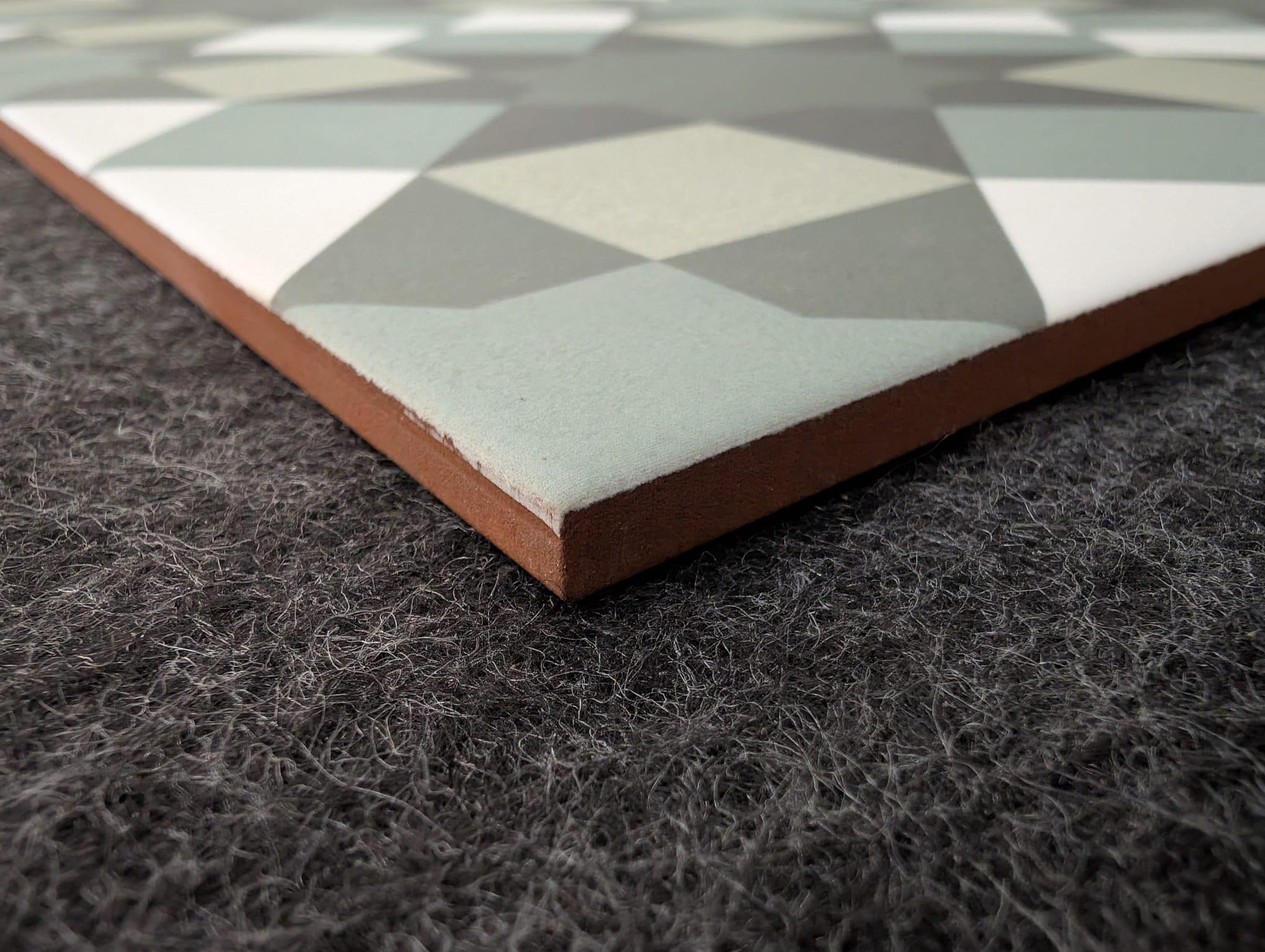 Suelo/azulejo terracota acrópolis efecto hidráulico tonos verdes 20x20 cm c2