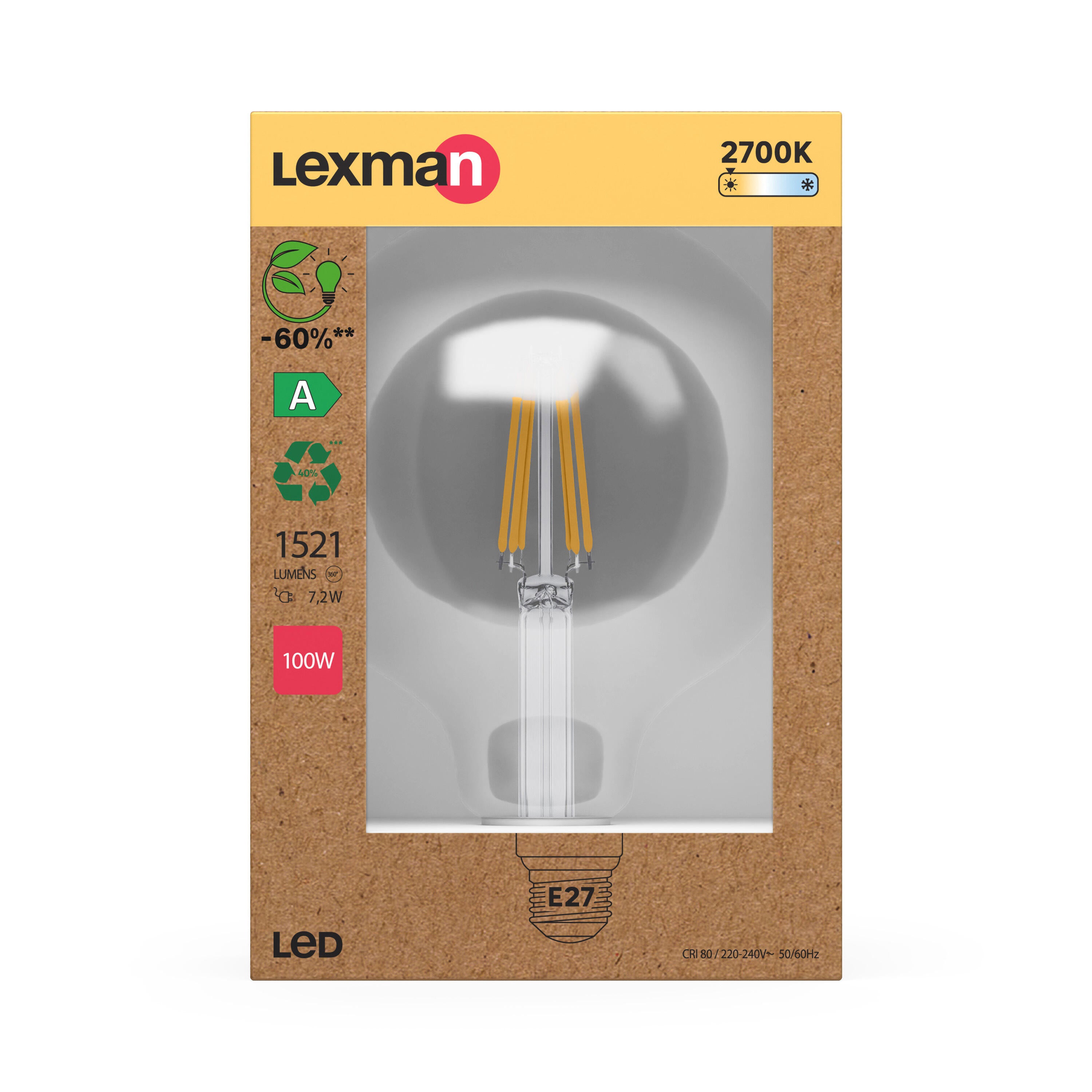 Lâmpada E27 globo class a clear 1521lm 2700k - 4