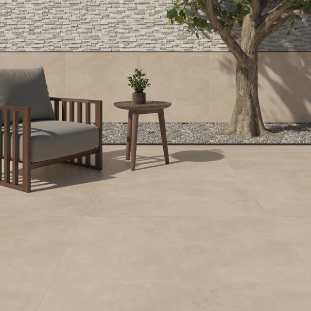 Suelo porcelánico Cronos efecto cemento arena 100x100 cm C3 ECOCERAMIC