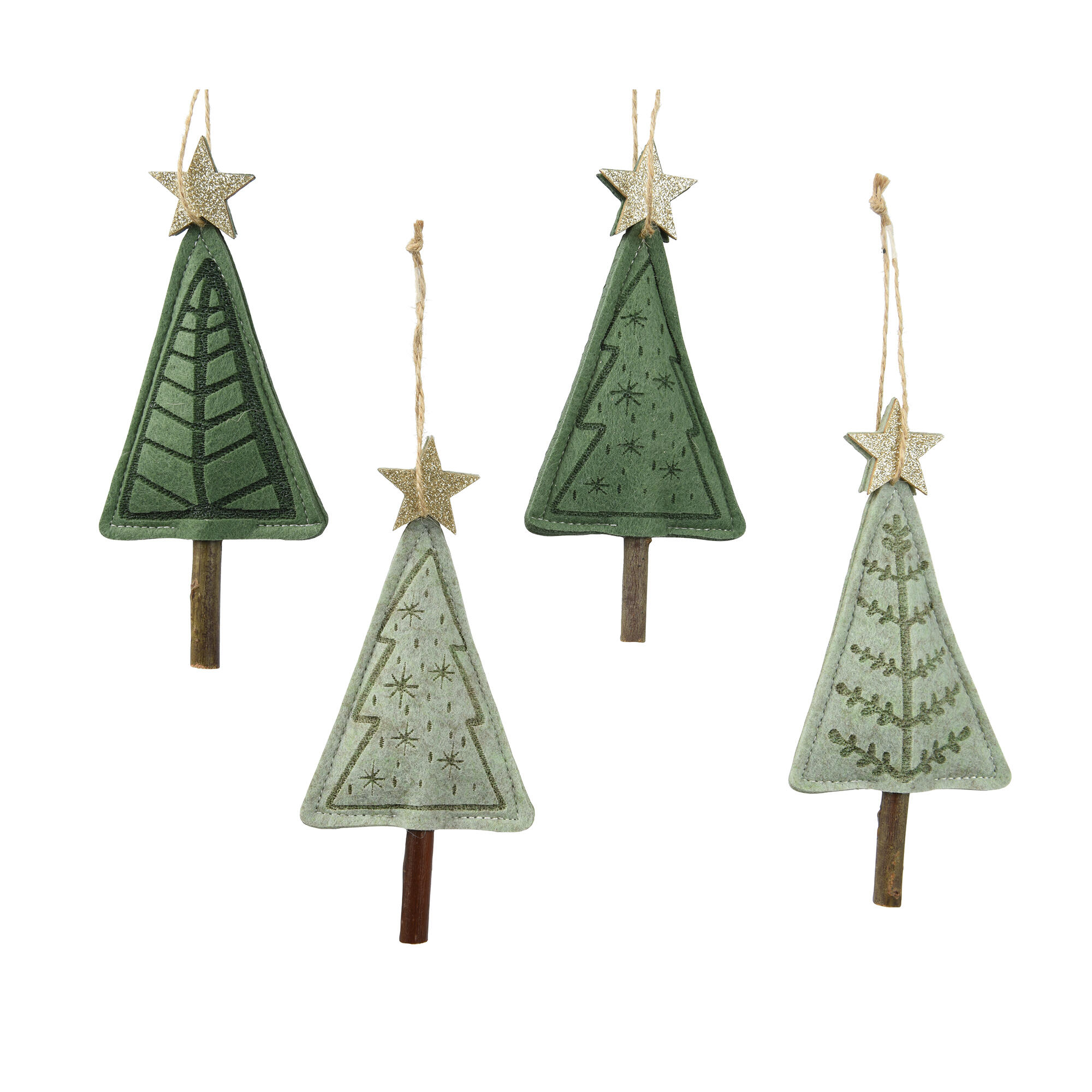 Adorno colgante árbol para interior verde de fieltro - 2