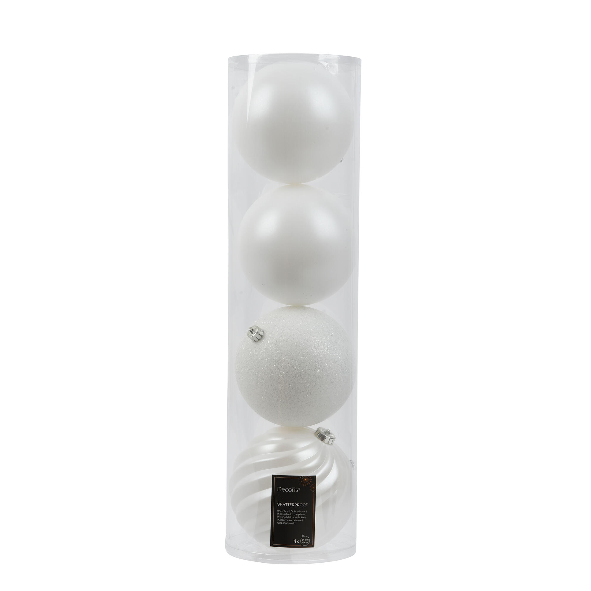 Juego de bolas navideñas para interior de poliestireno blanco de 14 cm 4 unidades - 2