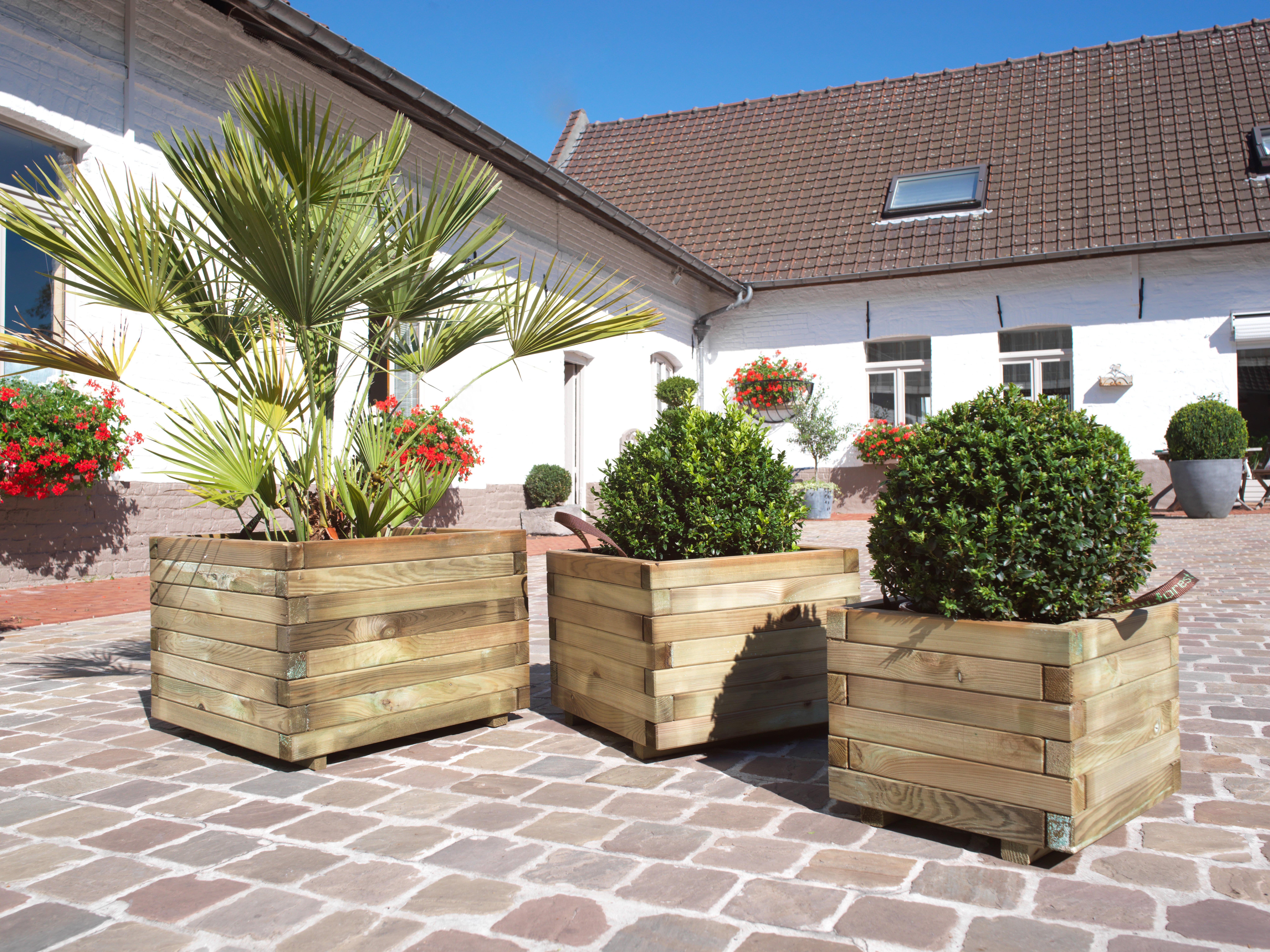 Jardinera rectangular de madera forest style 1330 50 x 60 x 40 cm verde