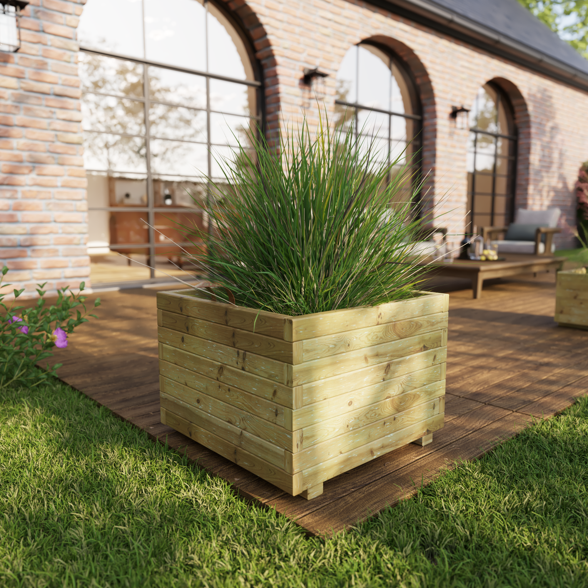 Jardinera de madera baroque verde 60x60x43 cm