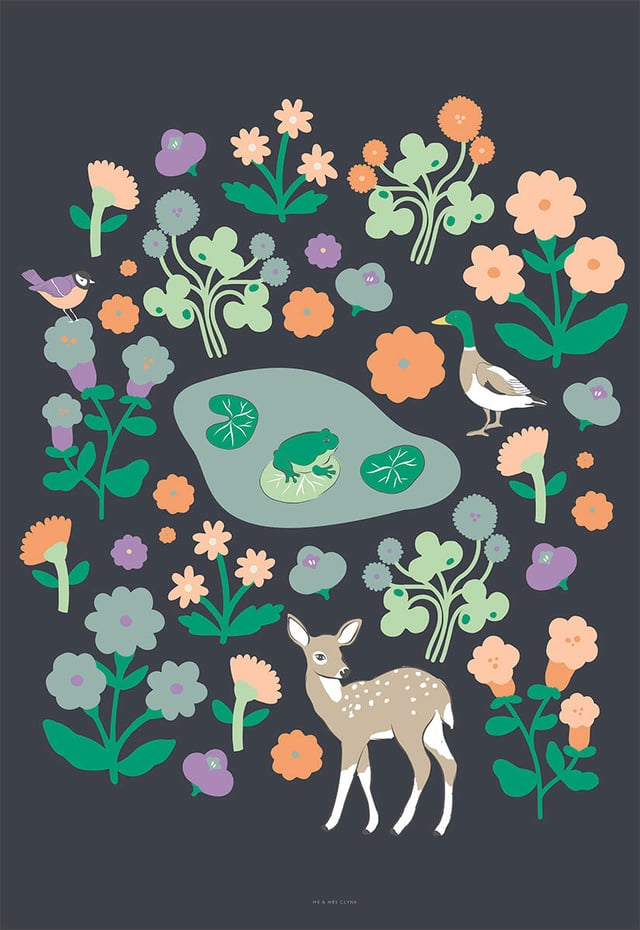 Affiche Biche, assorti BLUE ART l.60 x H.80 cm