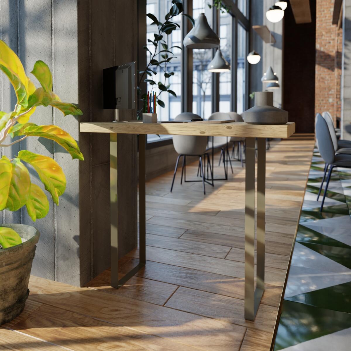 Gamba per mobili STEELMI RETTANGOLO in acciaio lucido  P 4 x H 80 cm - 2