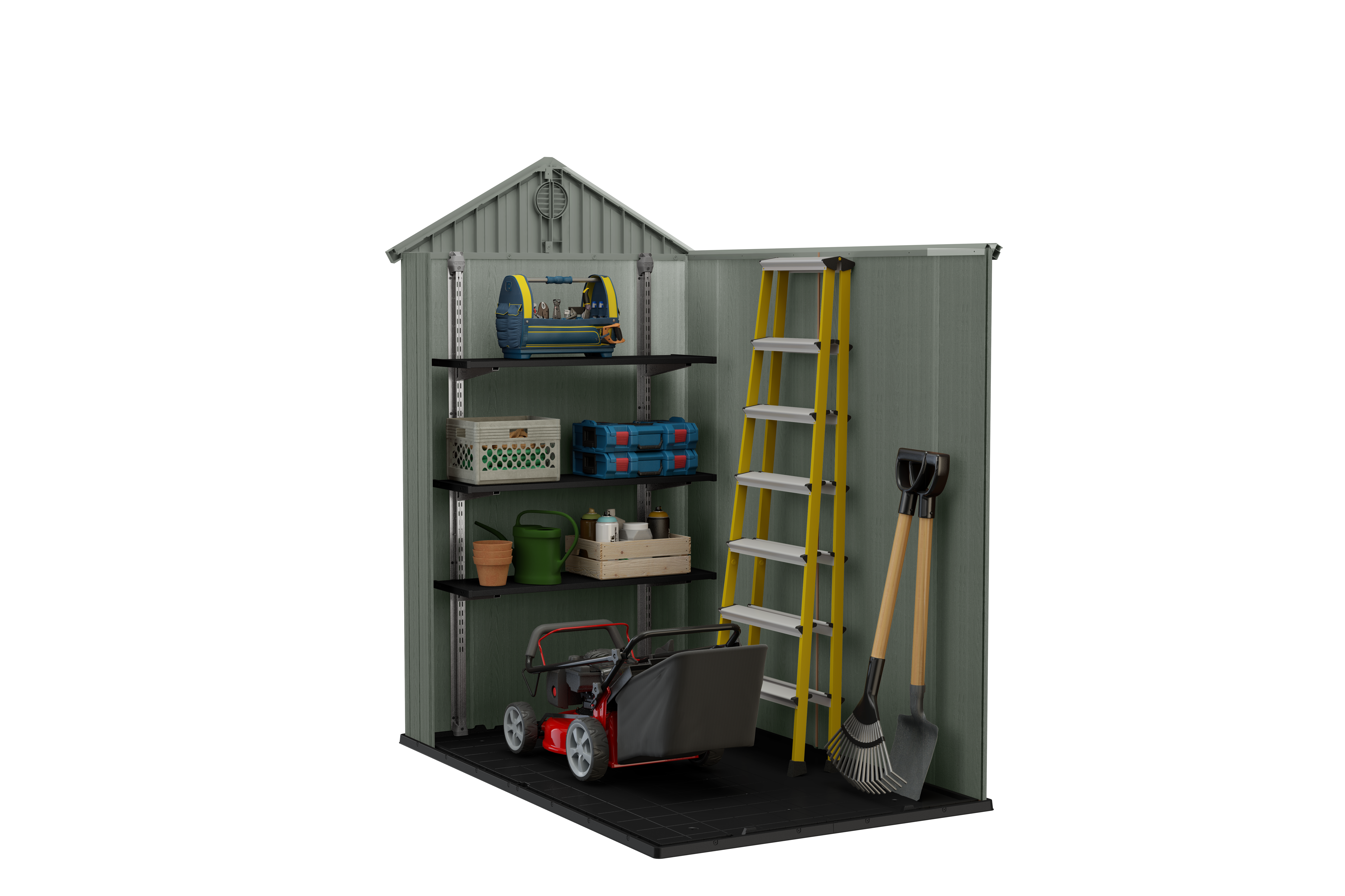 Casetta da giardino KETER Darwin in polipropilene verde con porta battente semplice, superficie interna 2 m² e spessore parete 16 mm, con pavimento - 3