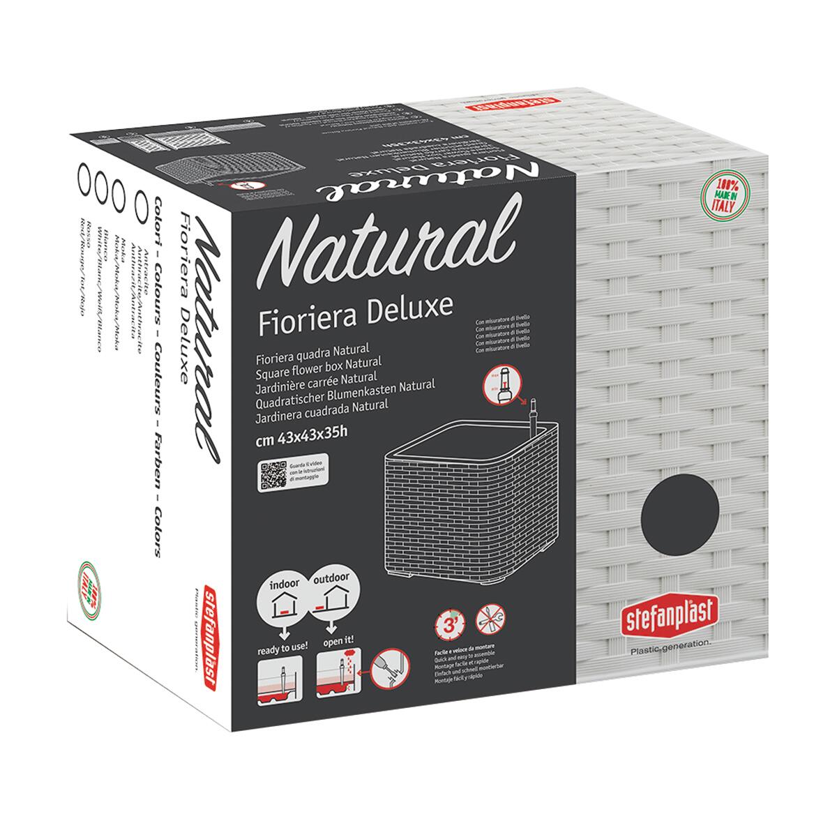 Vaso autoirrigante Natural Deluxe STEFANPLAST in polipropilene antracite H 33 x L 43 x P 43 cm - 8