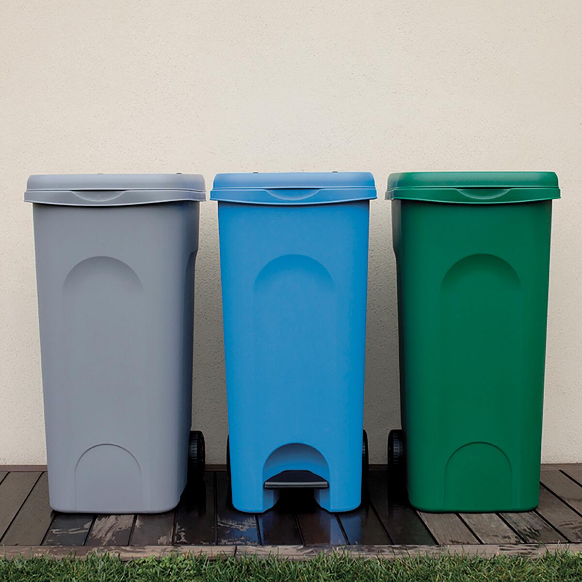 Bidone Per Immondizia Eco System 80 Litri Con Ruote - Colore Azzurro | Per Casa E Giardino - Foto 13