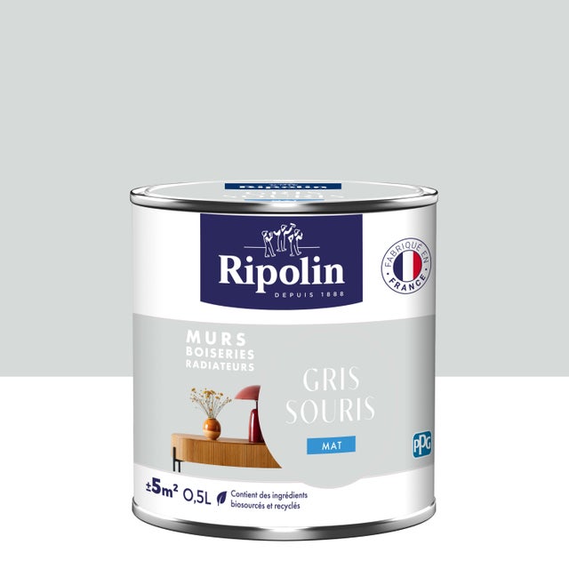 Peinture mur, boiserie, radiateur gris souris mat RIPOLIN , 0.5L