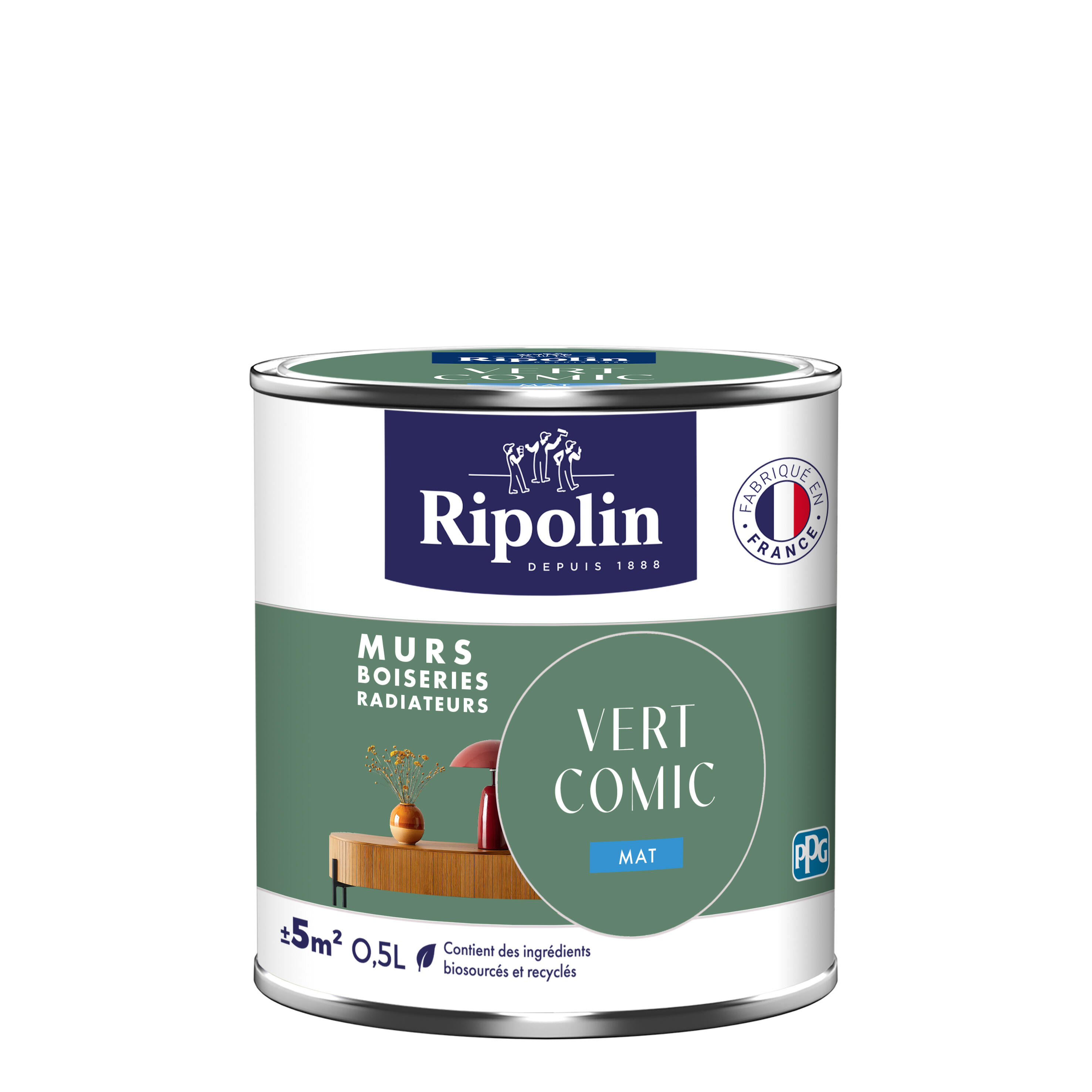 Peinture mur, boiserie, radiateur vert comic mat RIPOLIN , 0.5L - 6