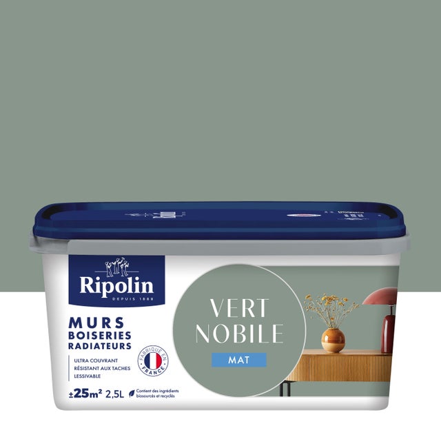 Peinture mur, boiserie, radiateur vert nobile mat RIPOLIN , 2.5L