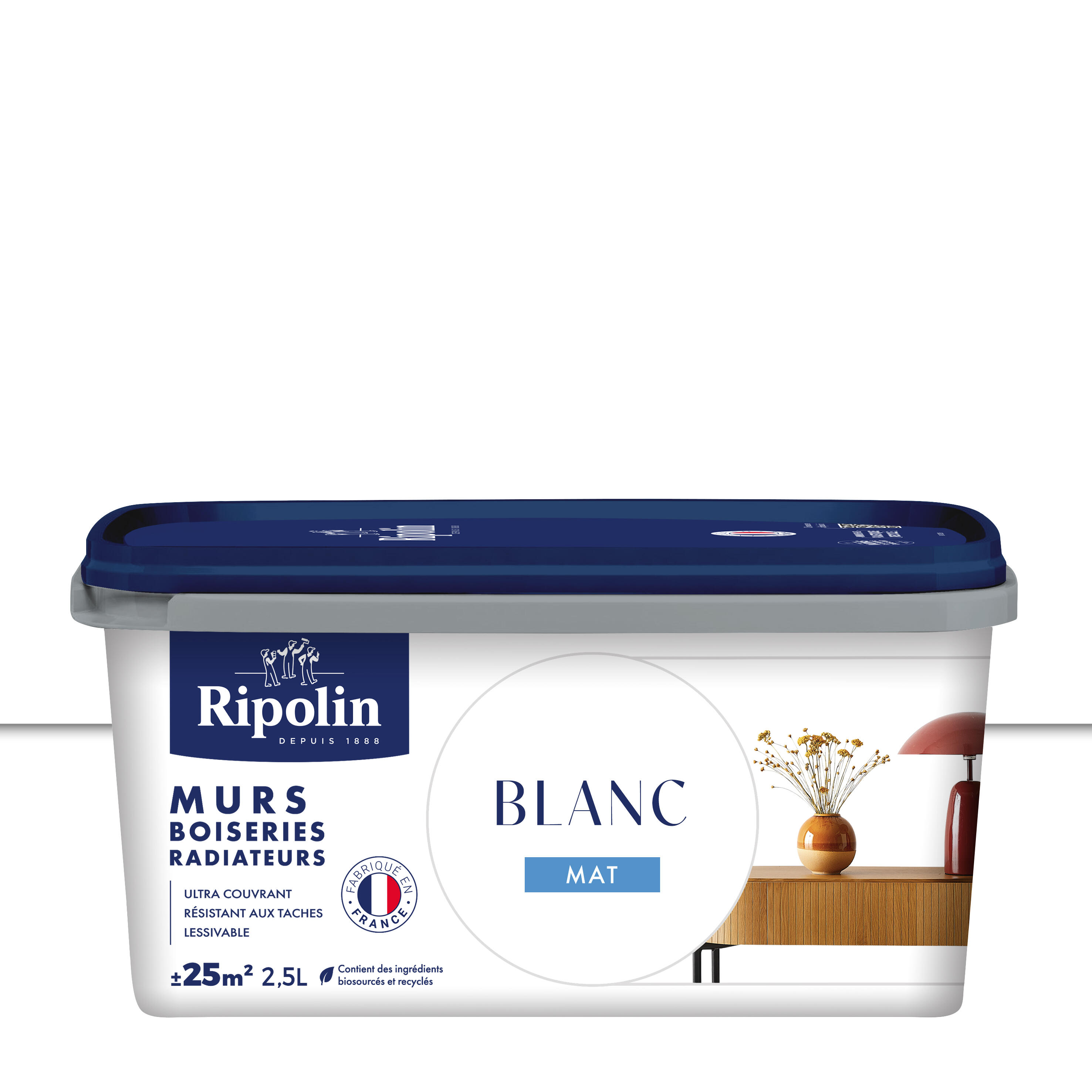 Peinture mur, boiserie, radiateur blanc mat RIPOLIN , 2.5L